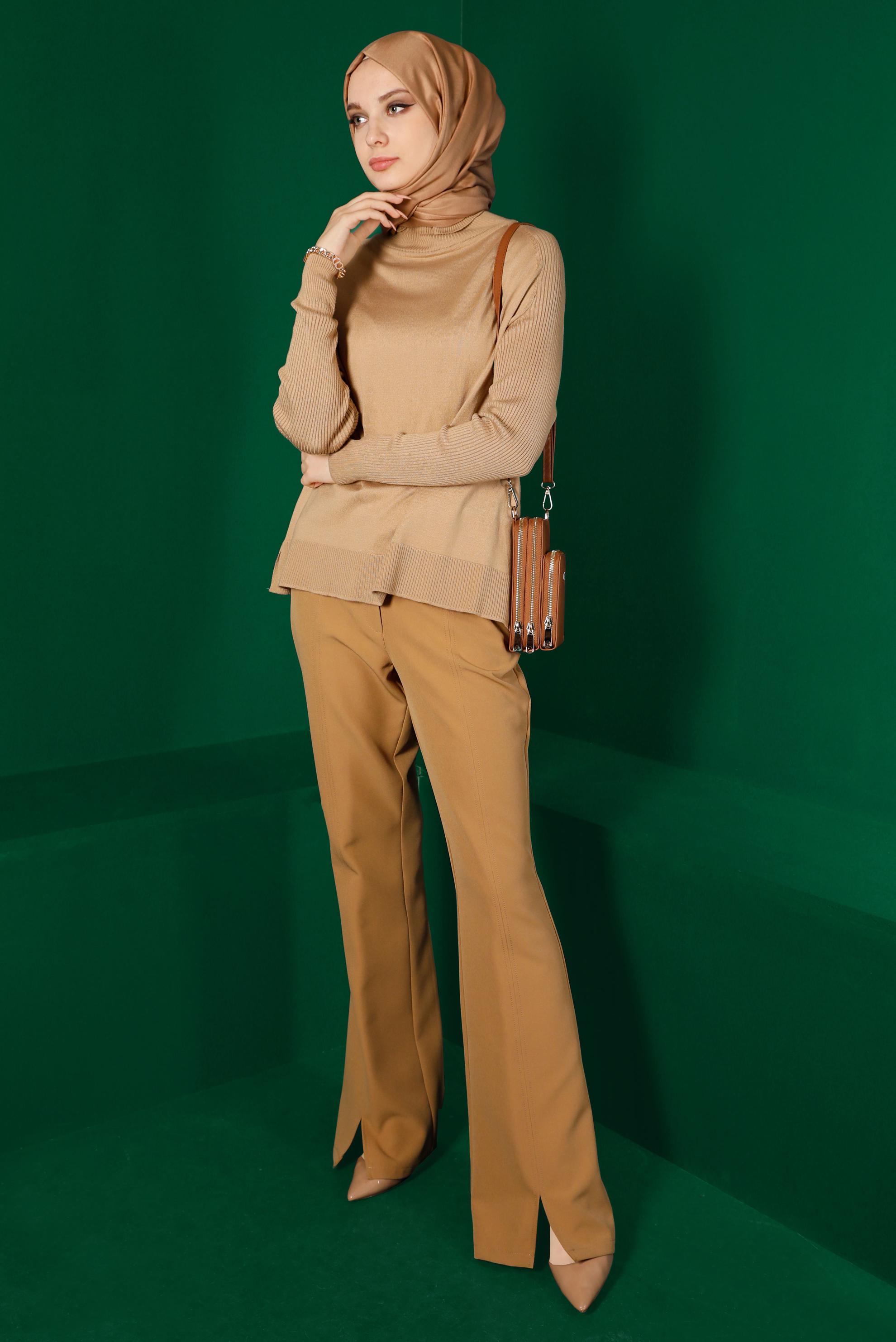 Hijab clothing BROWN  TURTLENECK BASIC KNITWEAR SWEATER 42073