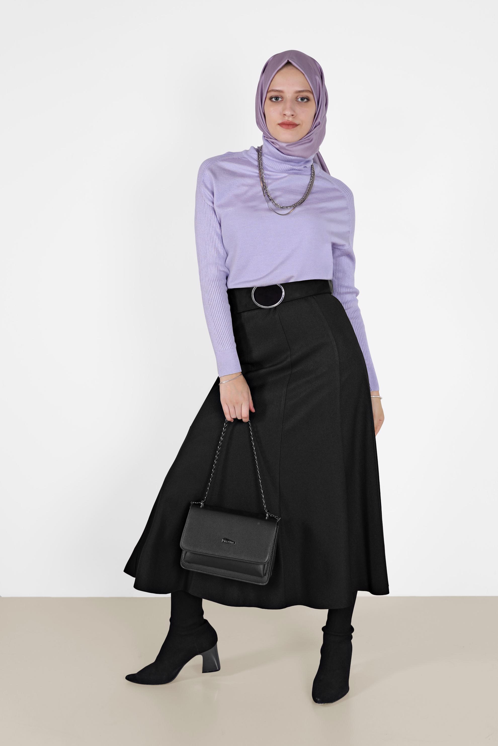 Hijab clothing PURPLE  TURTLENECK BASIC KNITWEAR SWEATER 42073