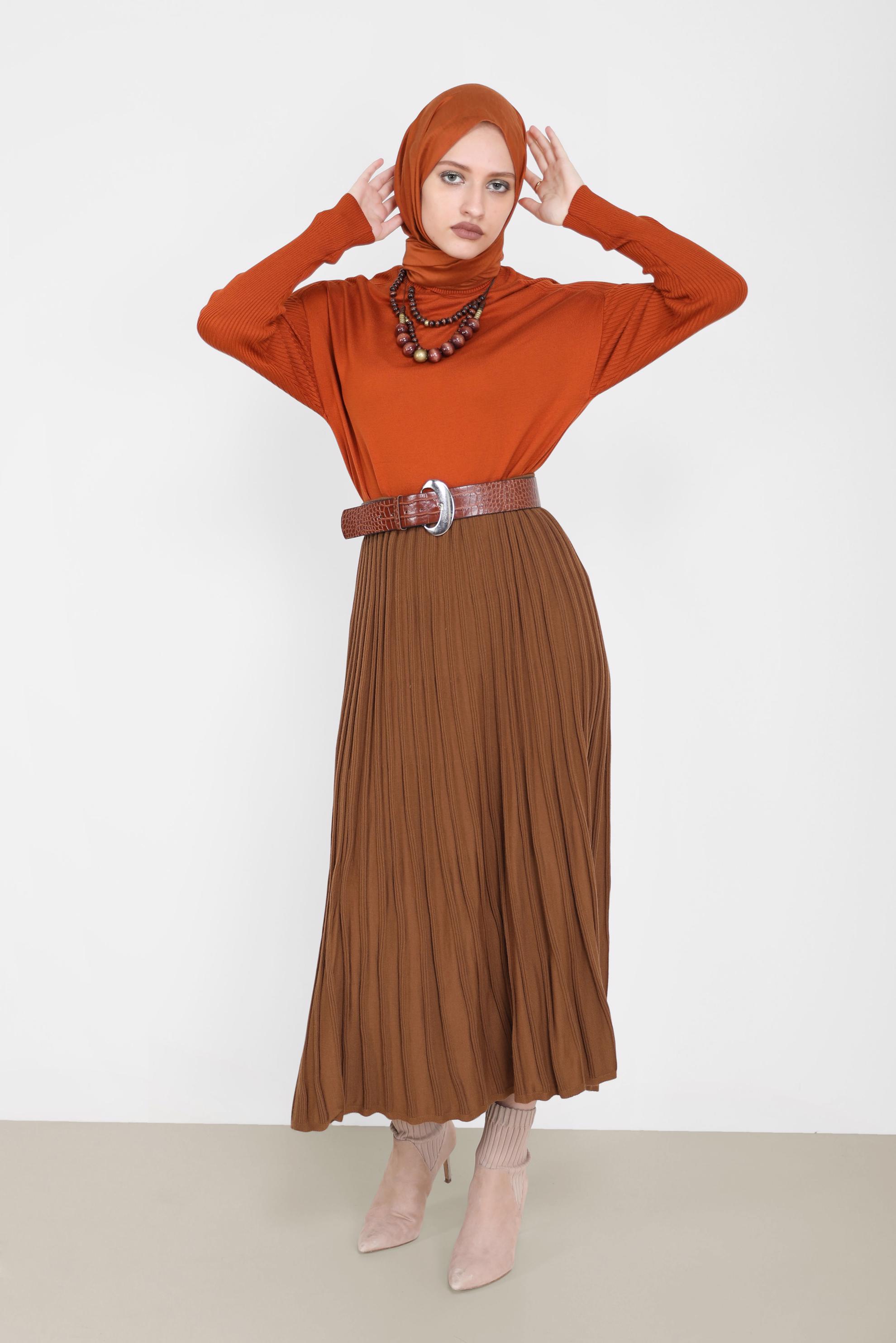 Hijab clothing ORANGE  TURTLENECK BASIC KNITWEAR SWEATER 42073