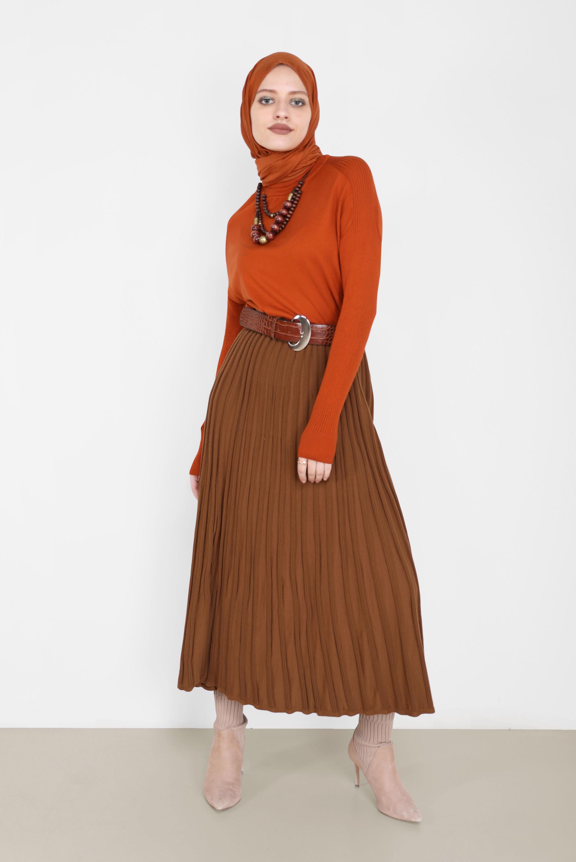 Hijab clothing ORANGE  TURTLENECK BASIC KNITWEAR SWEATER 42073