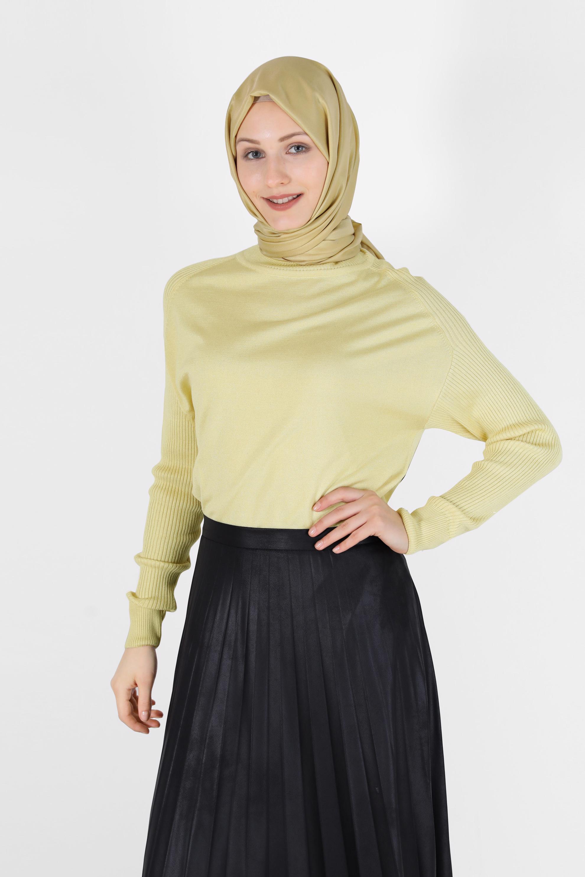 Hijab clothing YELLOW  TURTLENECK BASIC KNITWEAR SWEATER 42073