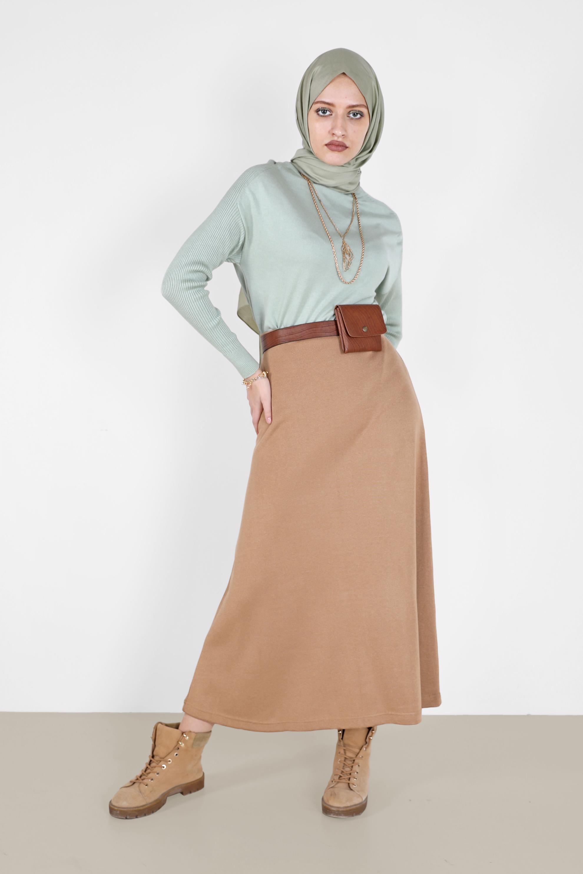 Hijab clothing GREEN  TURTLENECK BASIC KNITWEAR SWEATER 42073