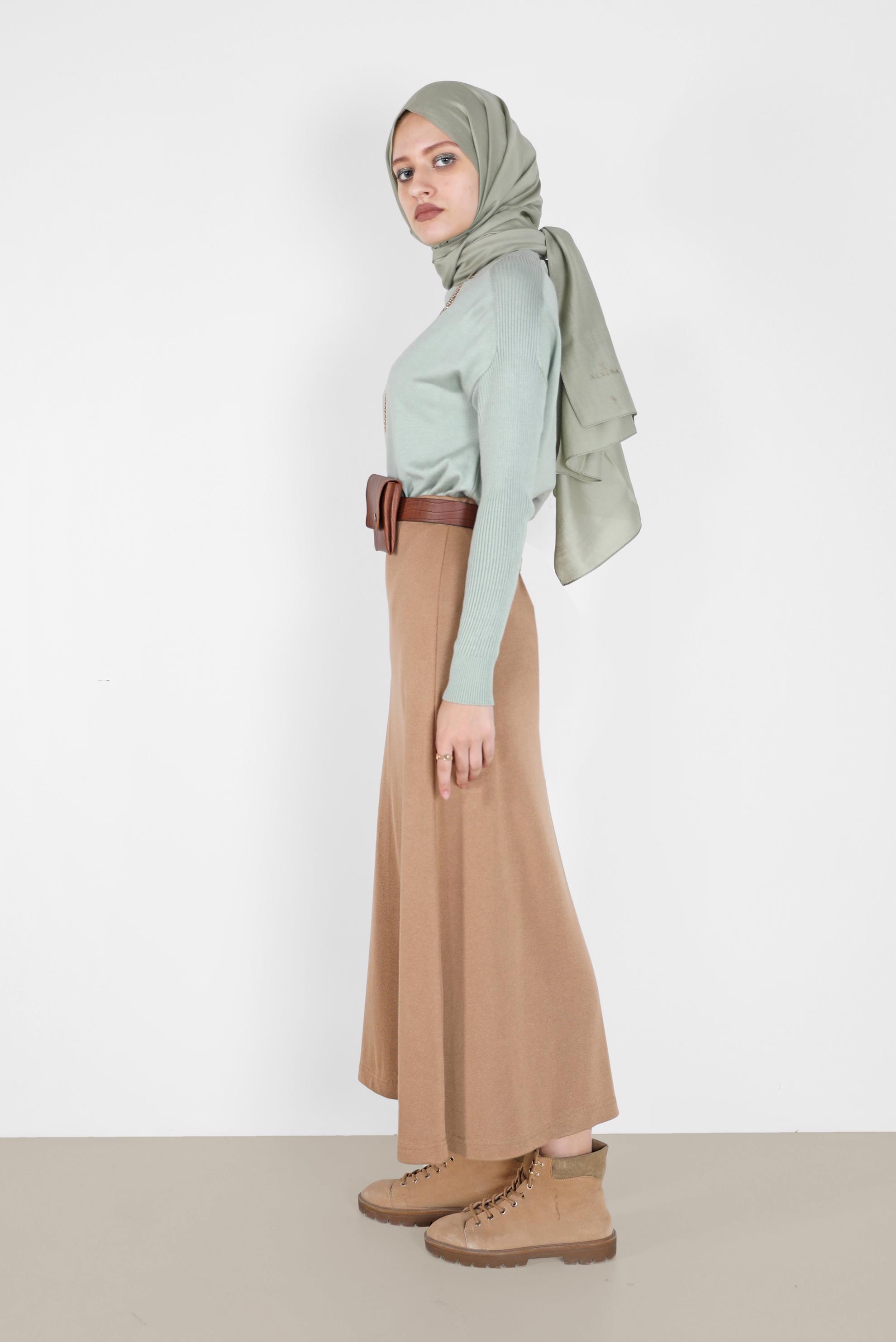 Hijab clothing GREEN  TURTLENECK BASIC KNITWEAR SWEATER 42073