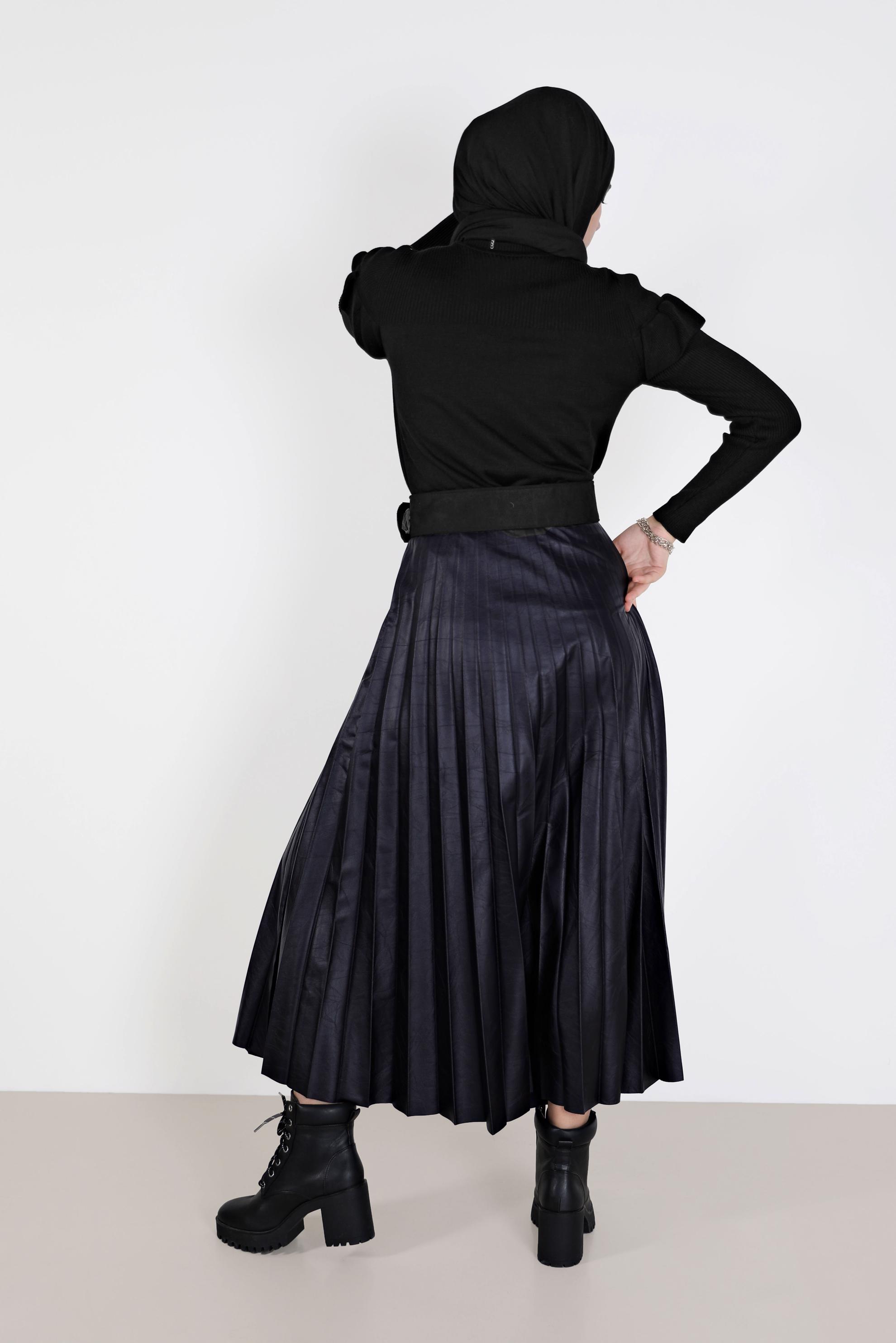 Vêtements hijab NOIR PULL EN MAILLE À VOLANTS 42075