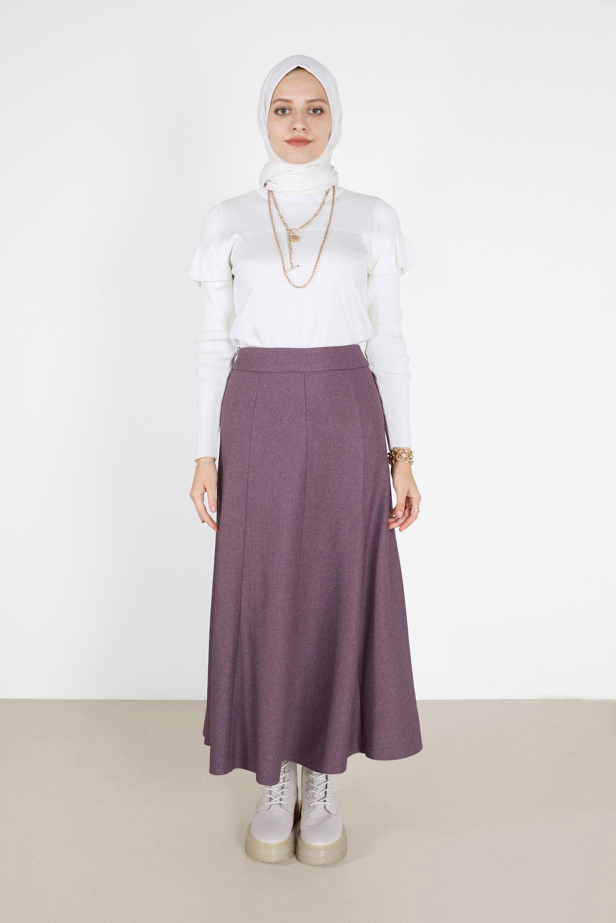 Tesettür giyim BEYAZ KOLLARI VOLANLI TRİKO KAZAK 42075