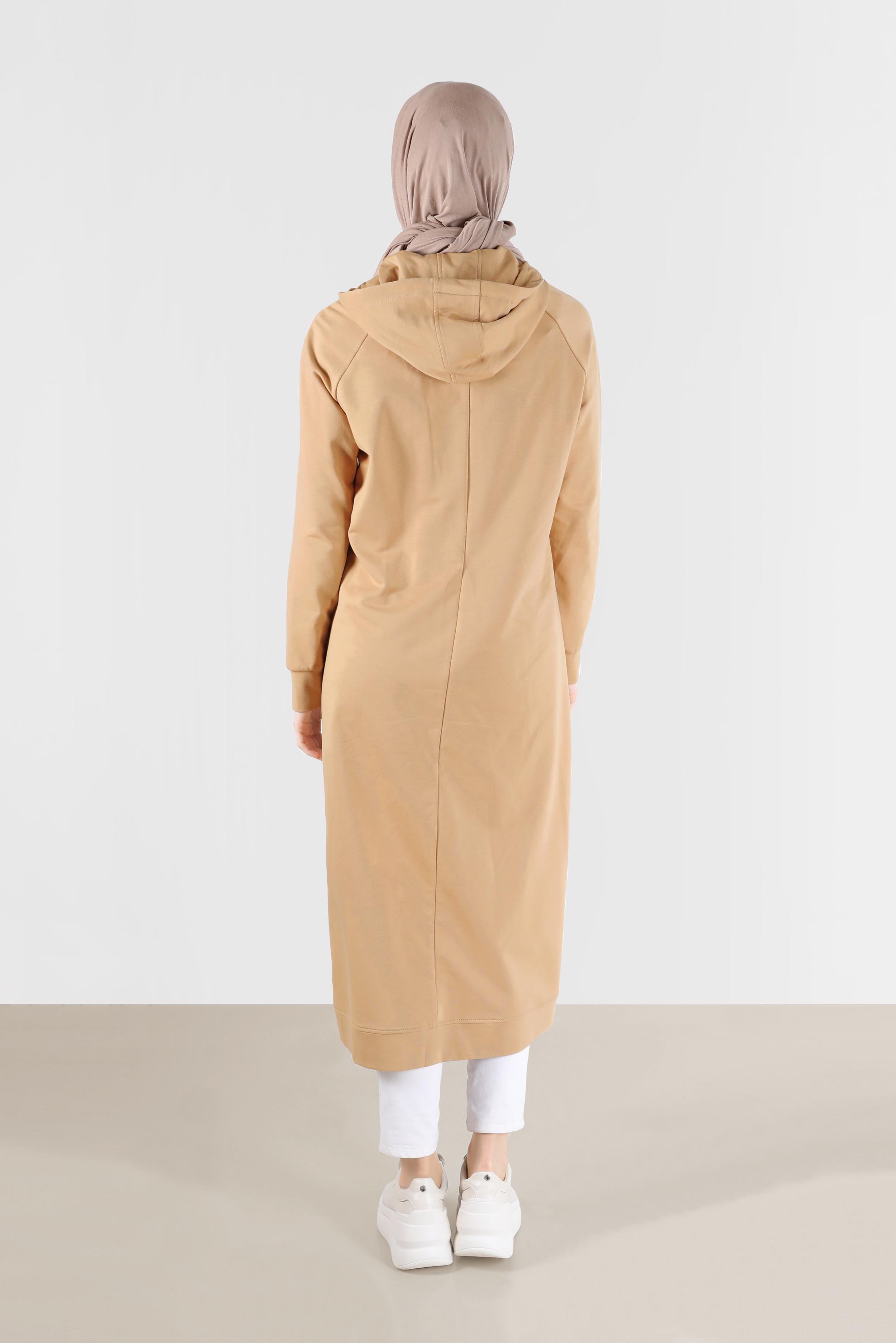 Tesettür giyim KAHVE TAŞ BASKILI EŞOFMAN TUNİK 40721	