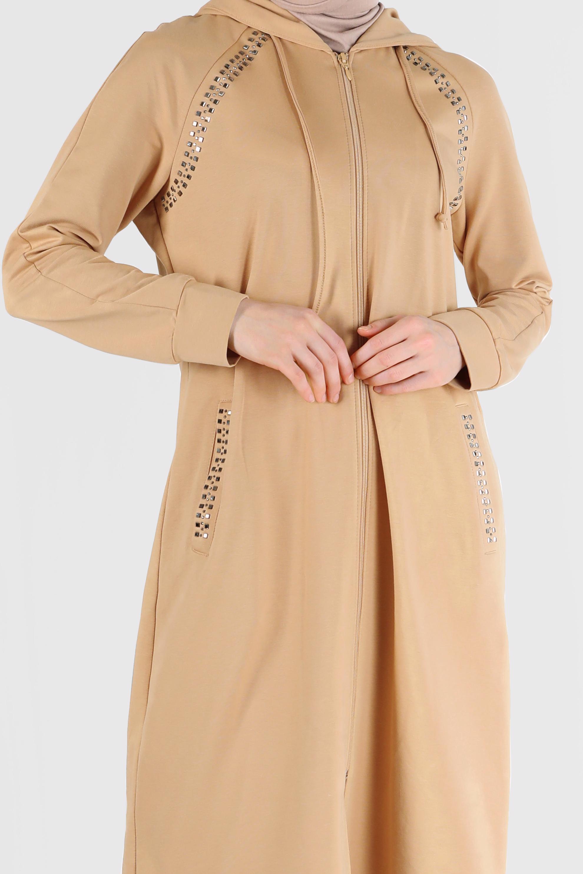 Tesettür giyim KAHVE TAŞ BASKILI EŞOFMAN TUNİK 40721	