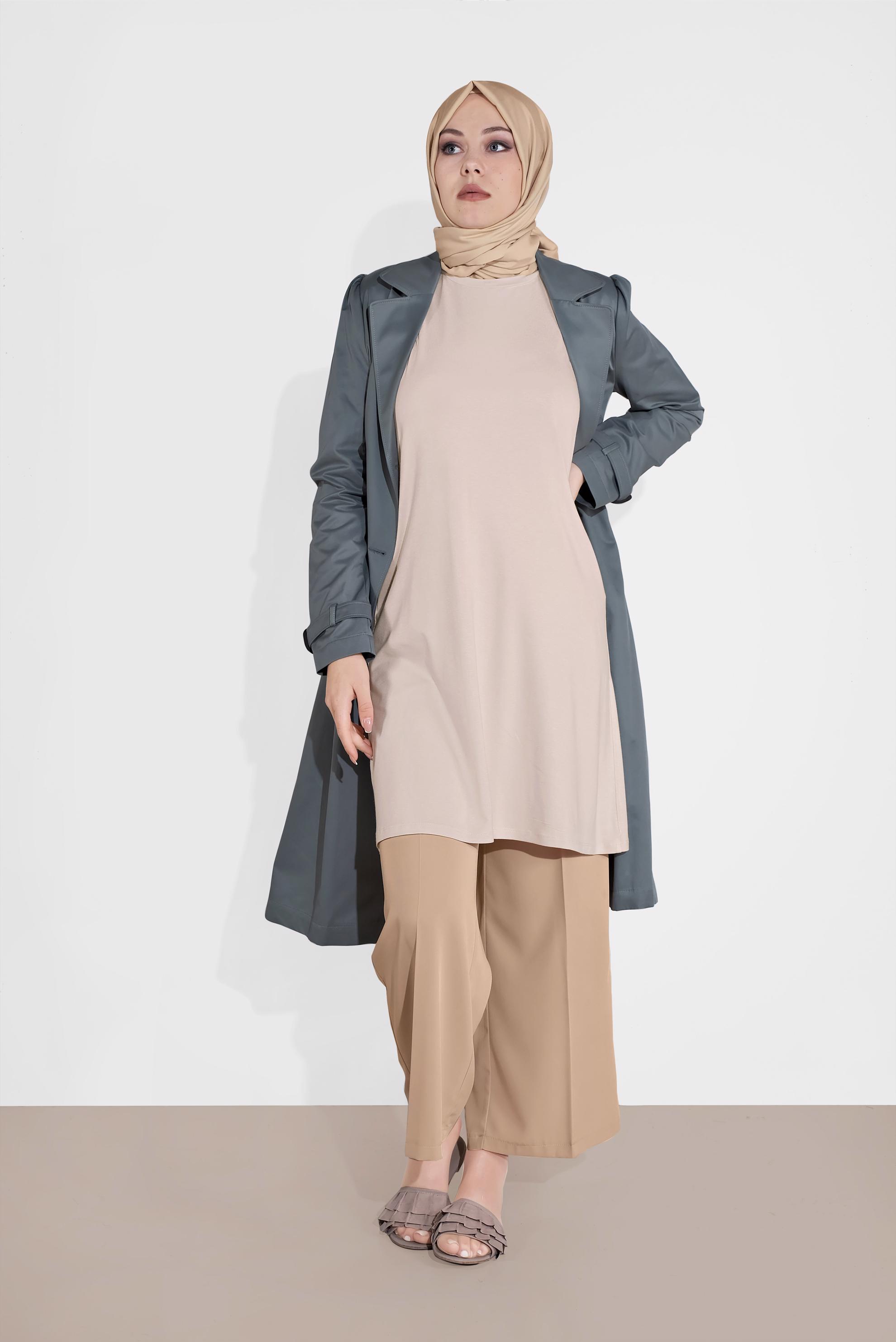 Tesettür giyim EKRU KOLSUZ İÇ TUNİK 40826