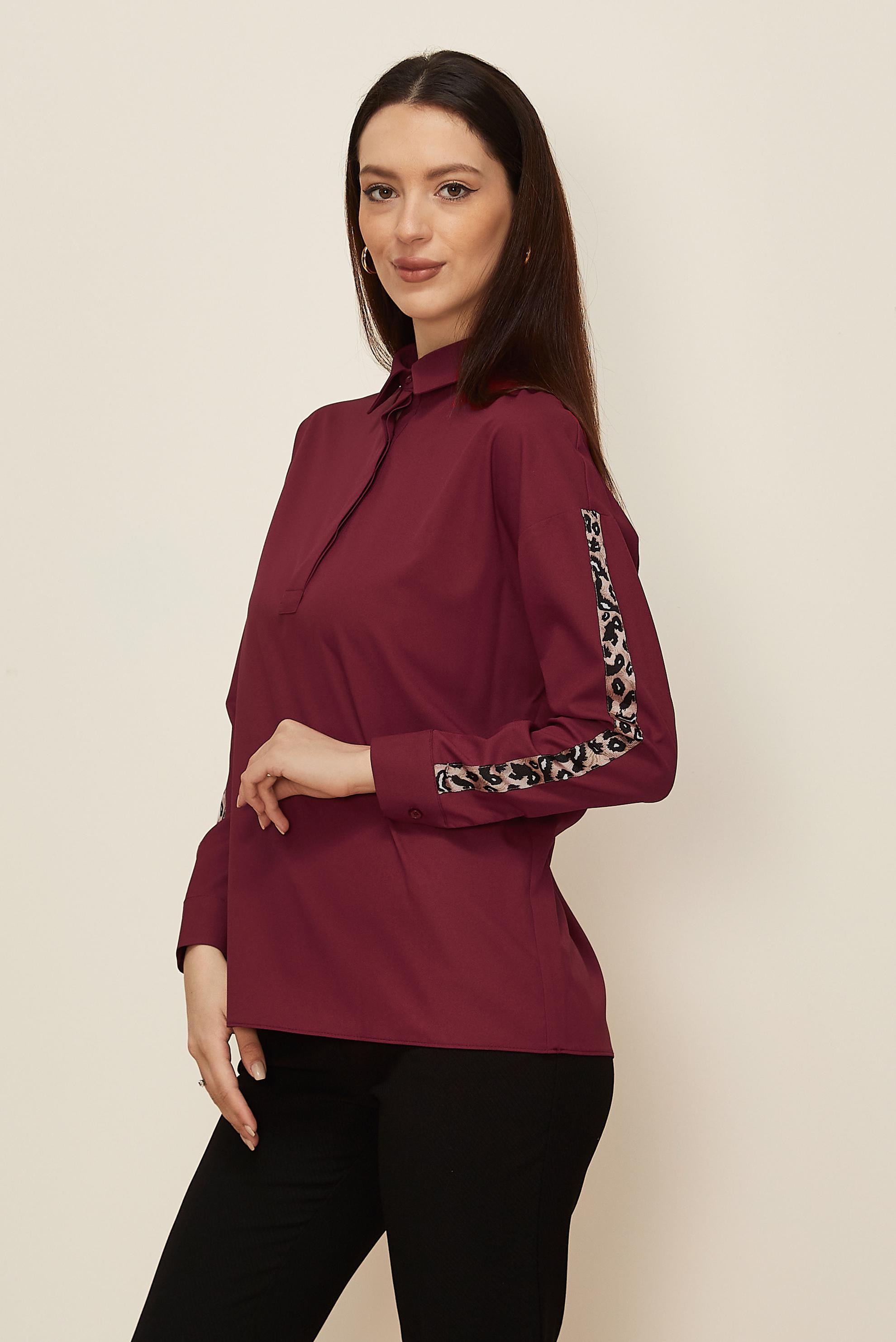 Hijab clothing CLARET RED STRIPED SLEEVED BLOUSE 40288 