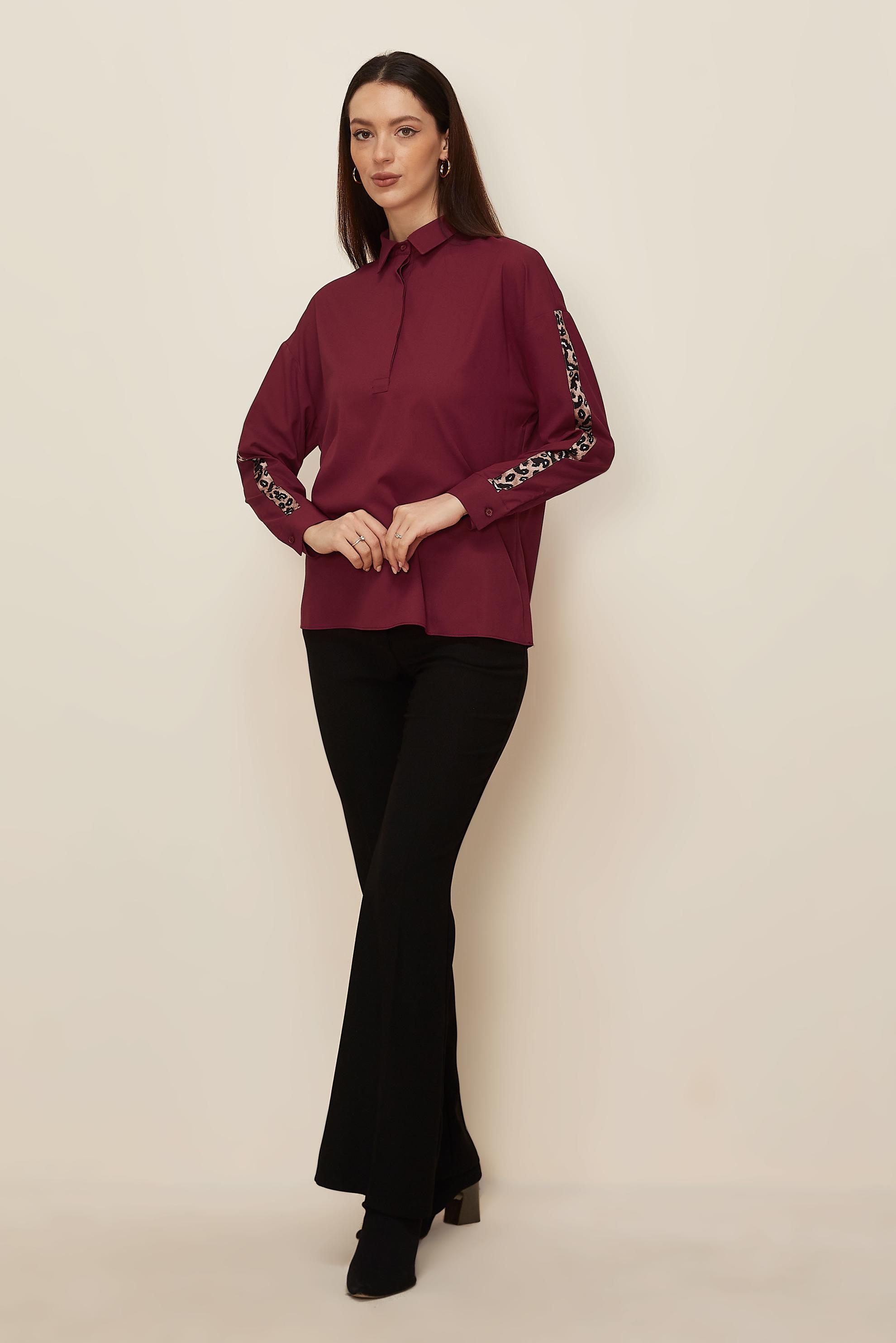 Hijab clothing CLARET RED STRIPED SLEEVED BLOUSE 40288 
