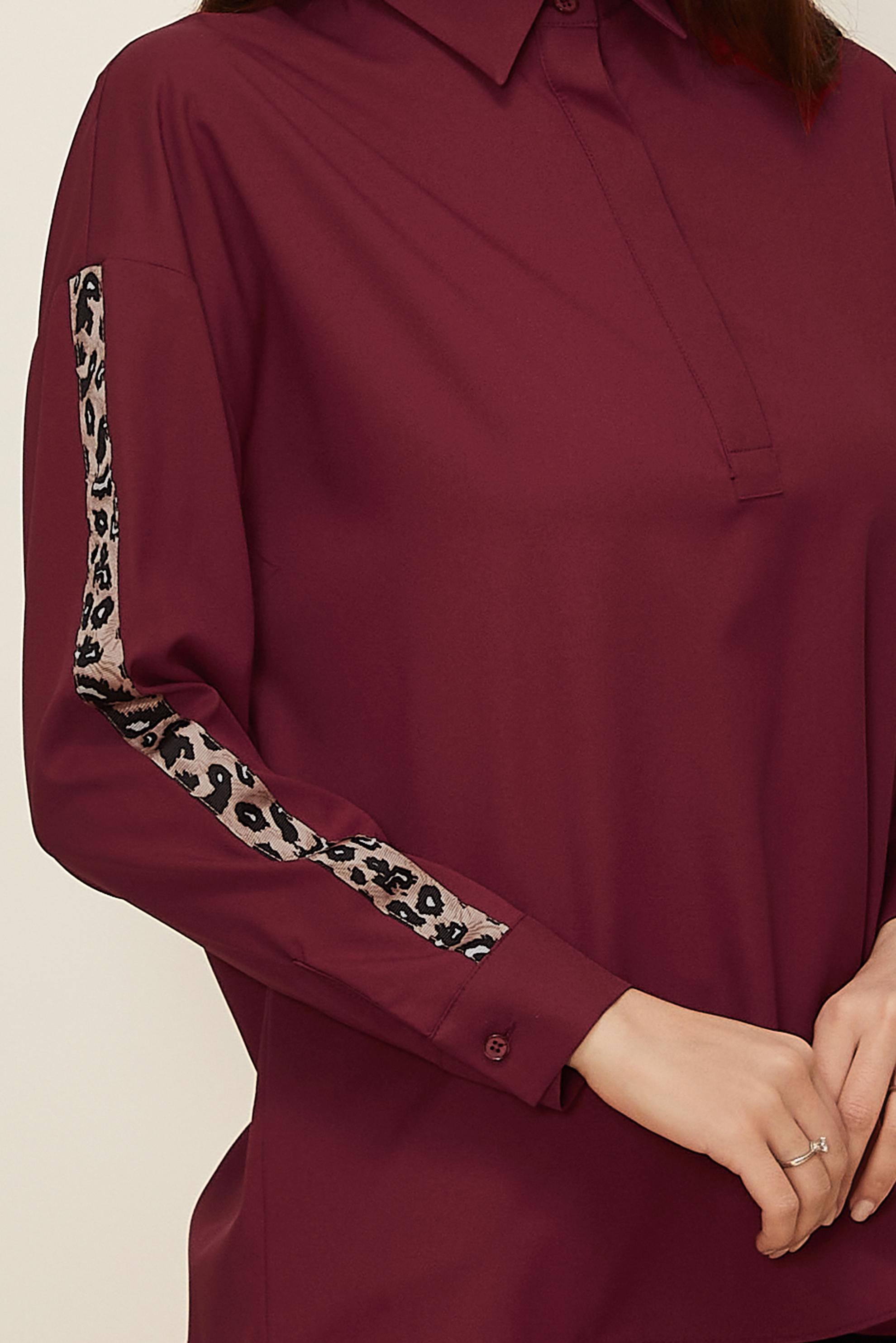 Hijab clothing CLARET RED STRIPED SLEEVED BLOUSE 40288 