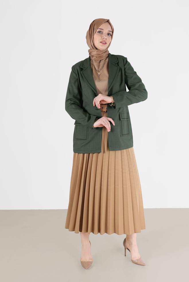 Tesettür giyim  KRUVAZE YAKA CEPLİ CEKET 41448	 - ALVİNA