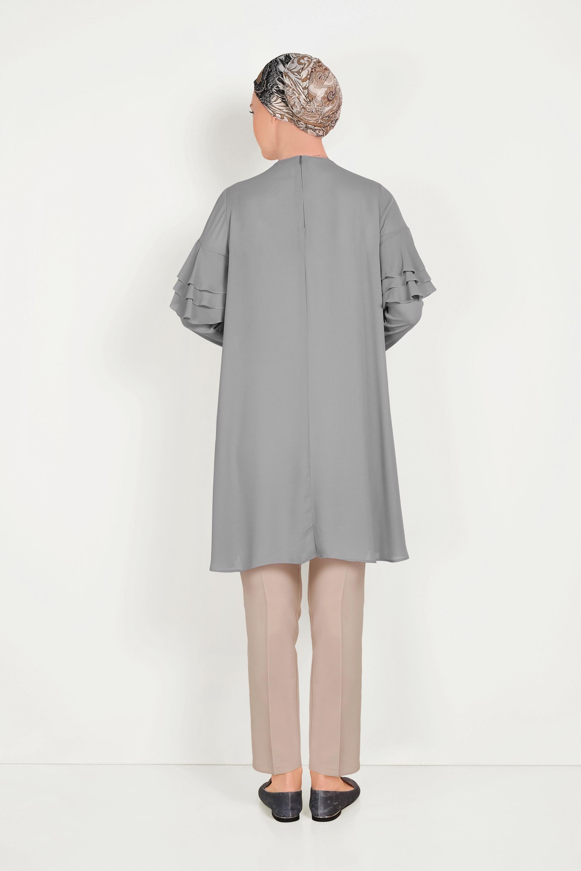 Tesettür giyim BEJ DÜĞMELİ KUMAŞ PANTOLON 70051	