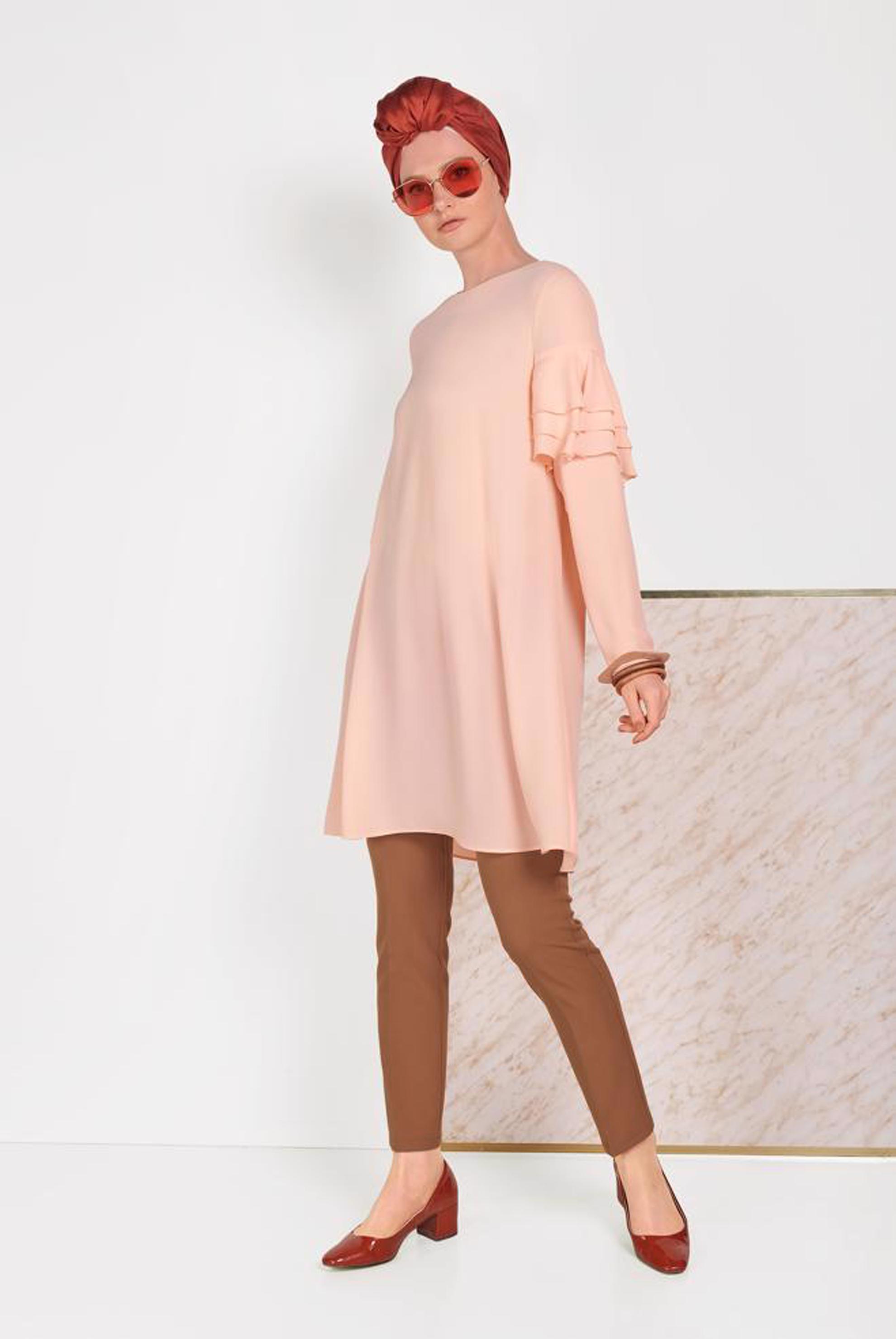 Tesettür giyim TABA DÜĞMELİ KUMAŞ PANTOLON 70051	