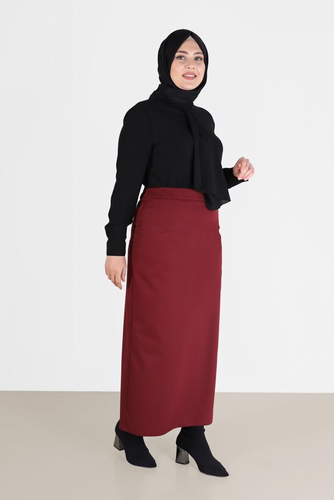 Vêtements hijab NOIR CHEMISIER EN CRÊPE DÉTAILLÉ ÉCHARPE 20183 - ALVİNA