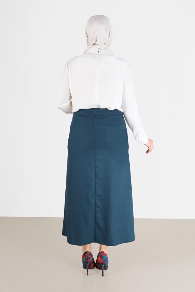 Vêtements hijab BLANC CHEMISIER EN CRÊPE DÉTAILLÉ ÉCHARPE 20183 - ALVİNA