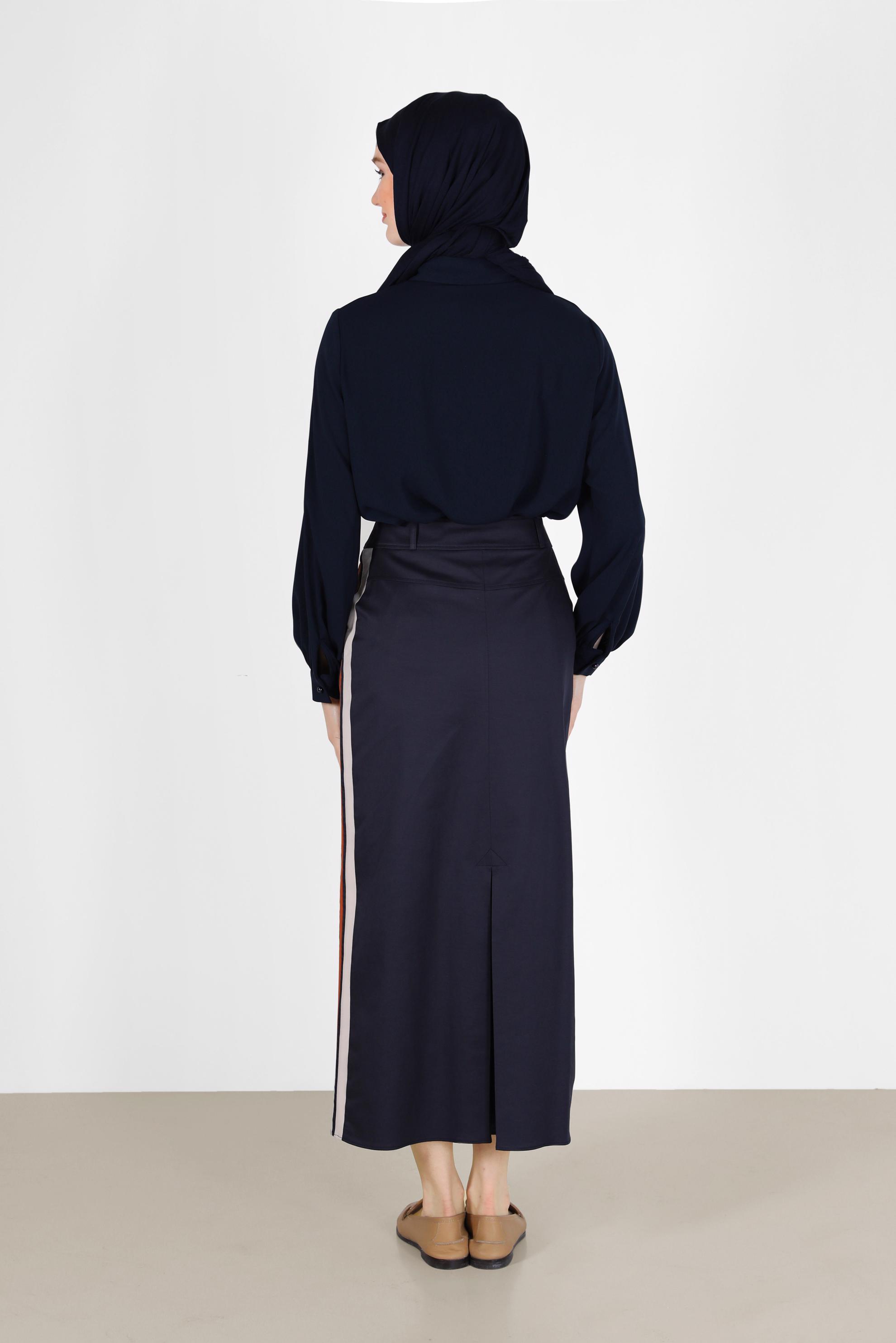 Hijab clothing NAVY BLUE RUFFLE DETAIL BLOUSE 42261