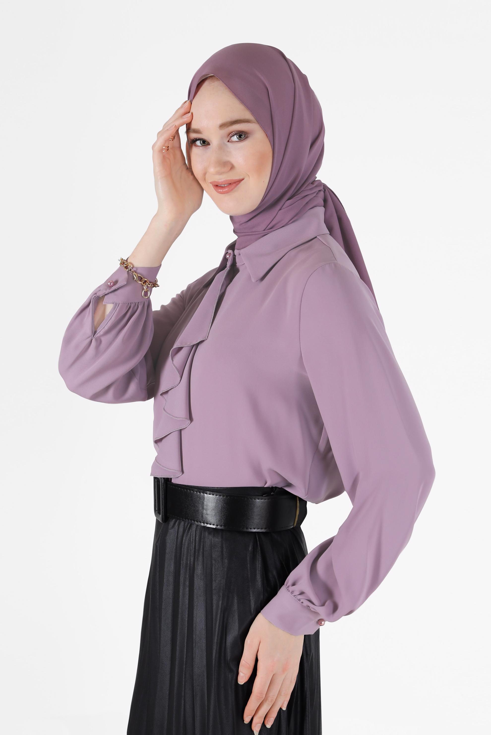 Tesettür giyim MOR FIRFIR DETAYLI BLUZ 42261 