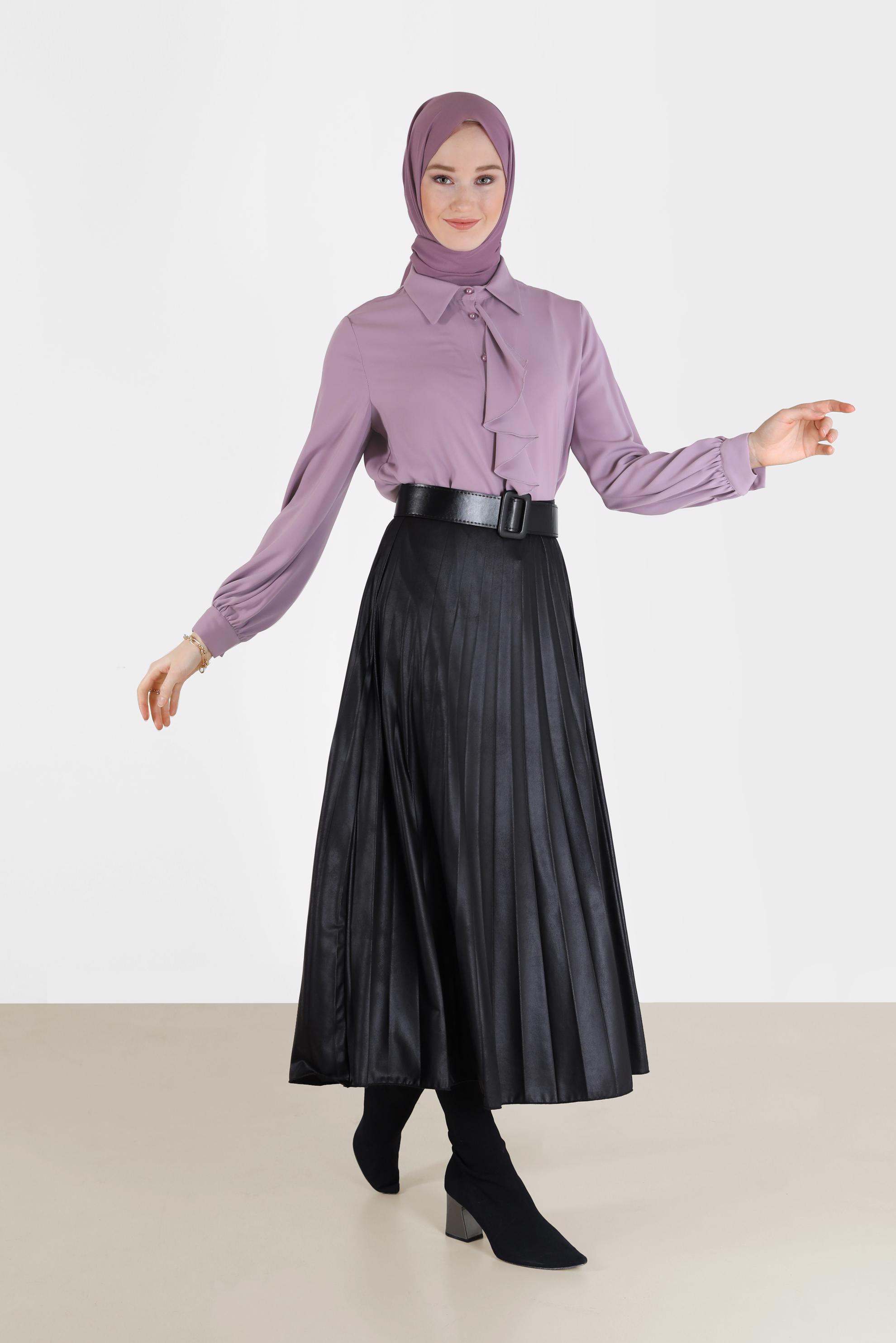 Tesettür giyim MOR FIRFIR DETAYLI BLUZ 42261 