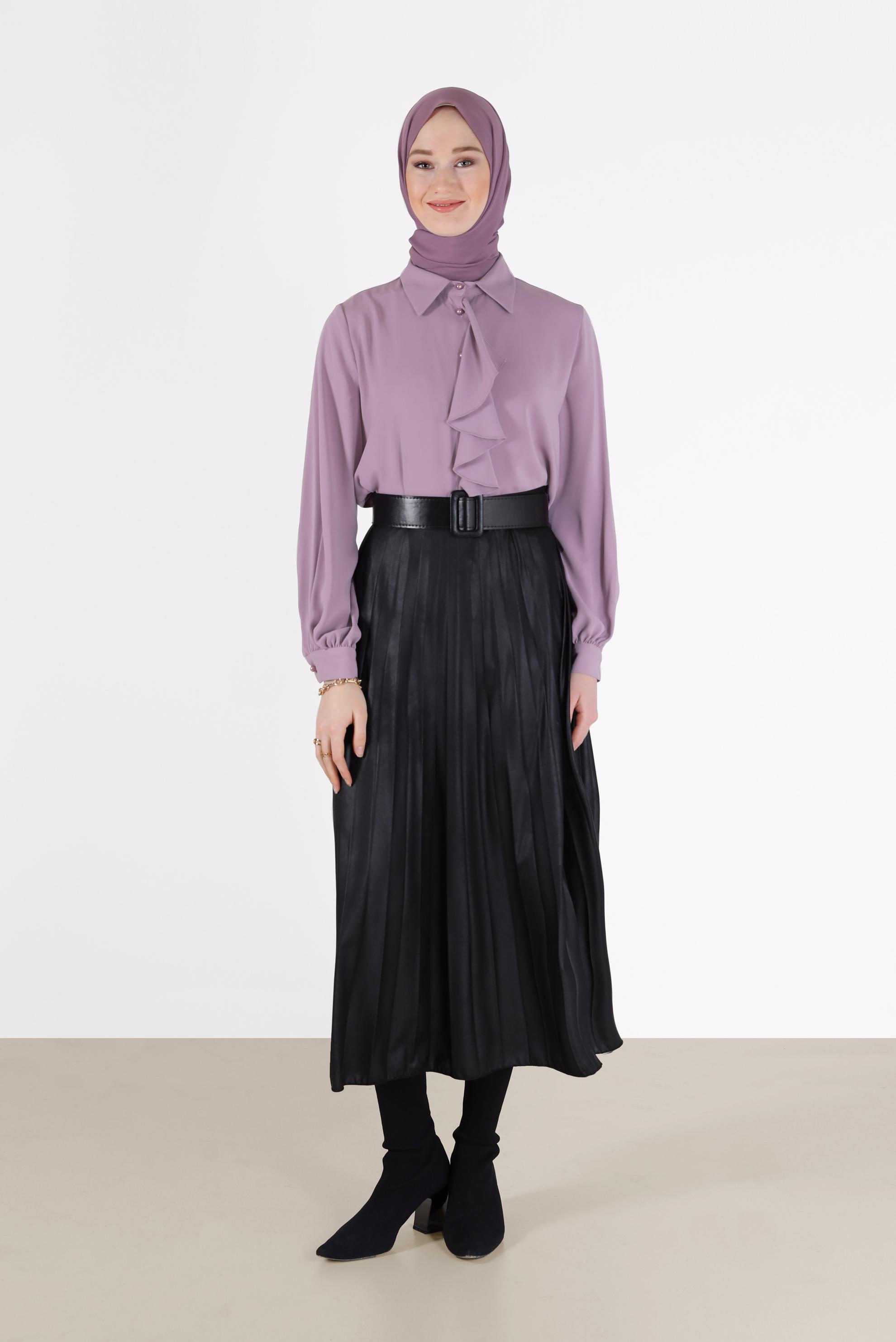 Tesettür giyim MOR FIRFIR DETAYLI BLUZ 42261 