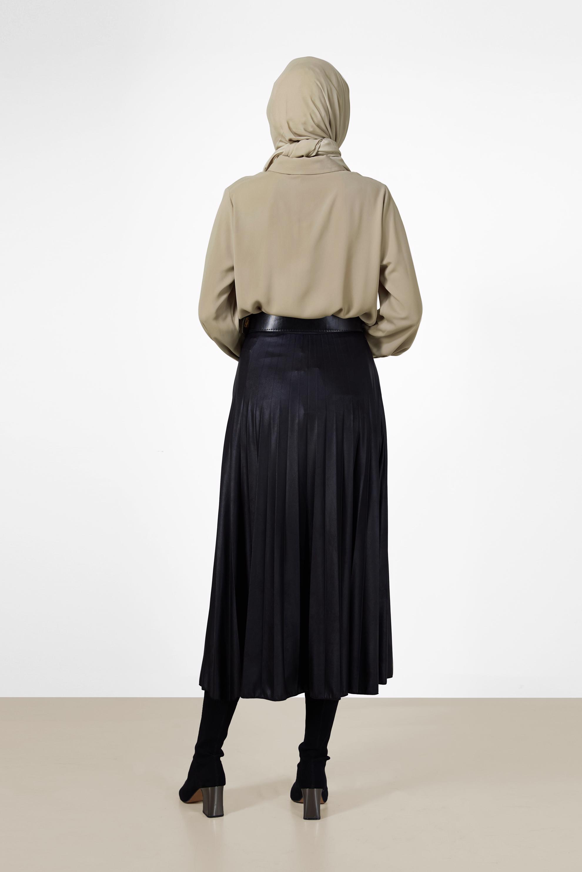 Tesettür giyim VİZON FIRFIR DETAYLI BLUZ 42261 