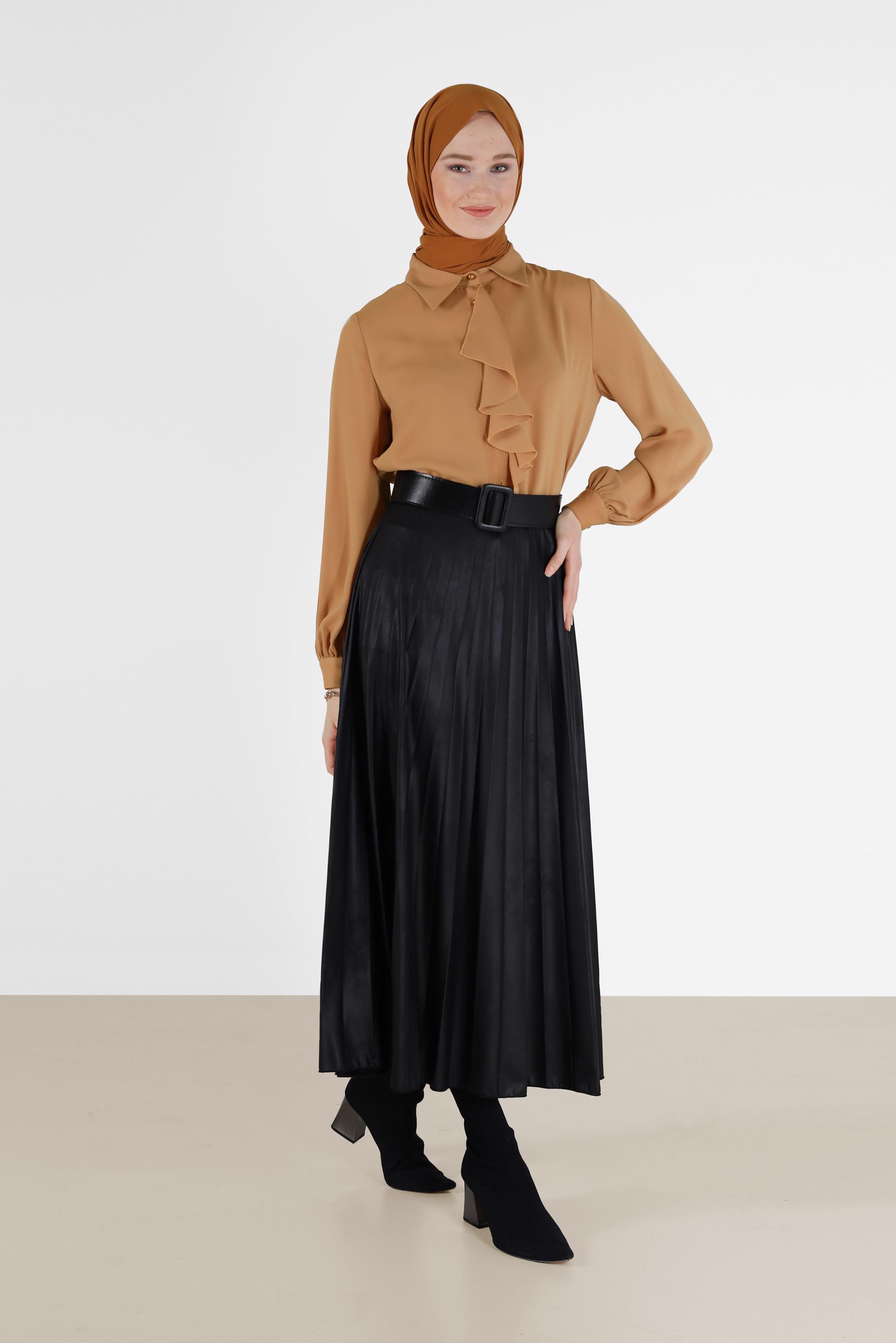 Tesettür giyim PEMBE FIRFIR DETAYLI BLUZ 42261 