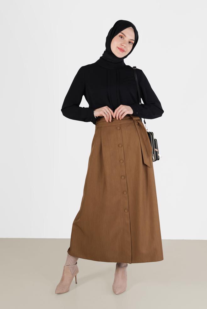 Hijab clothing BLACK SEAM DETAIL ZIPPERED BLOUSE 42284  - ALVİNA