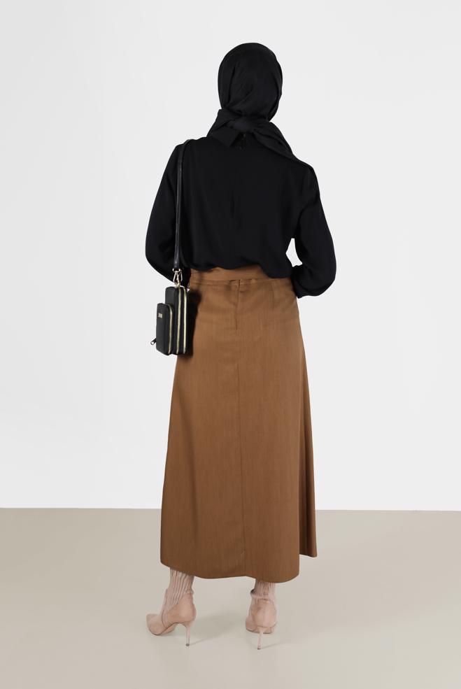 Hijab clothing BLACK SEAM DETAIL ZIPPERED BLOUSE 42284  - ALVİNA