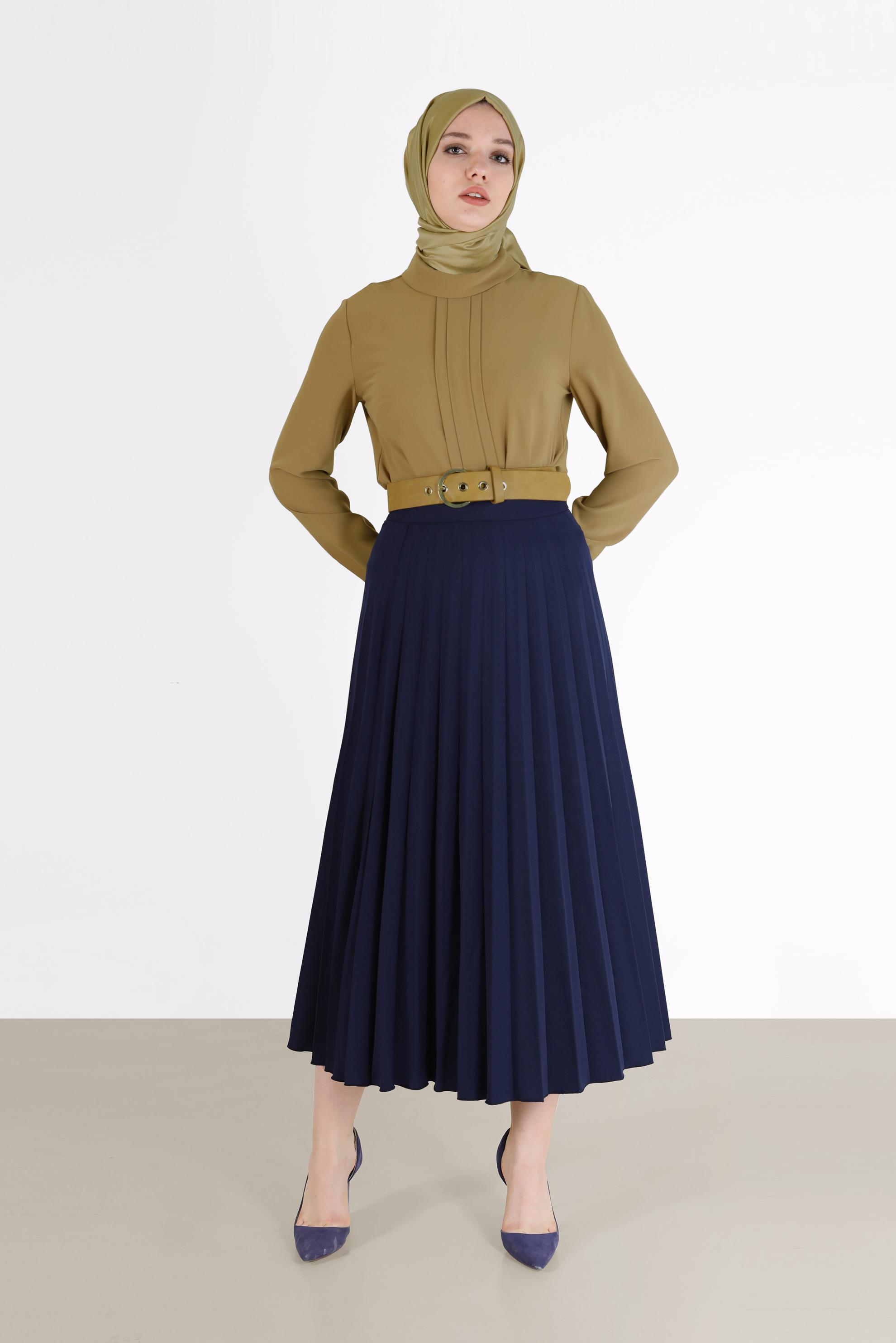 Vêtements hijab JAUNE BLOUSE ZIPPÉE DÉTAIL COUTURES 42284