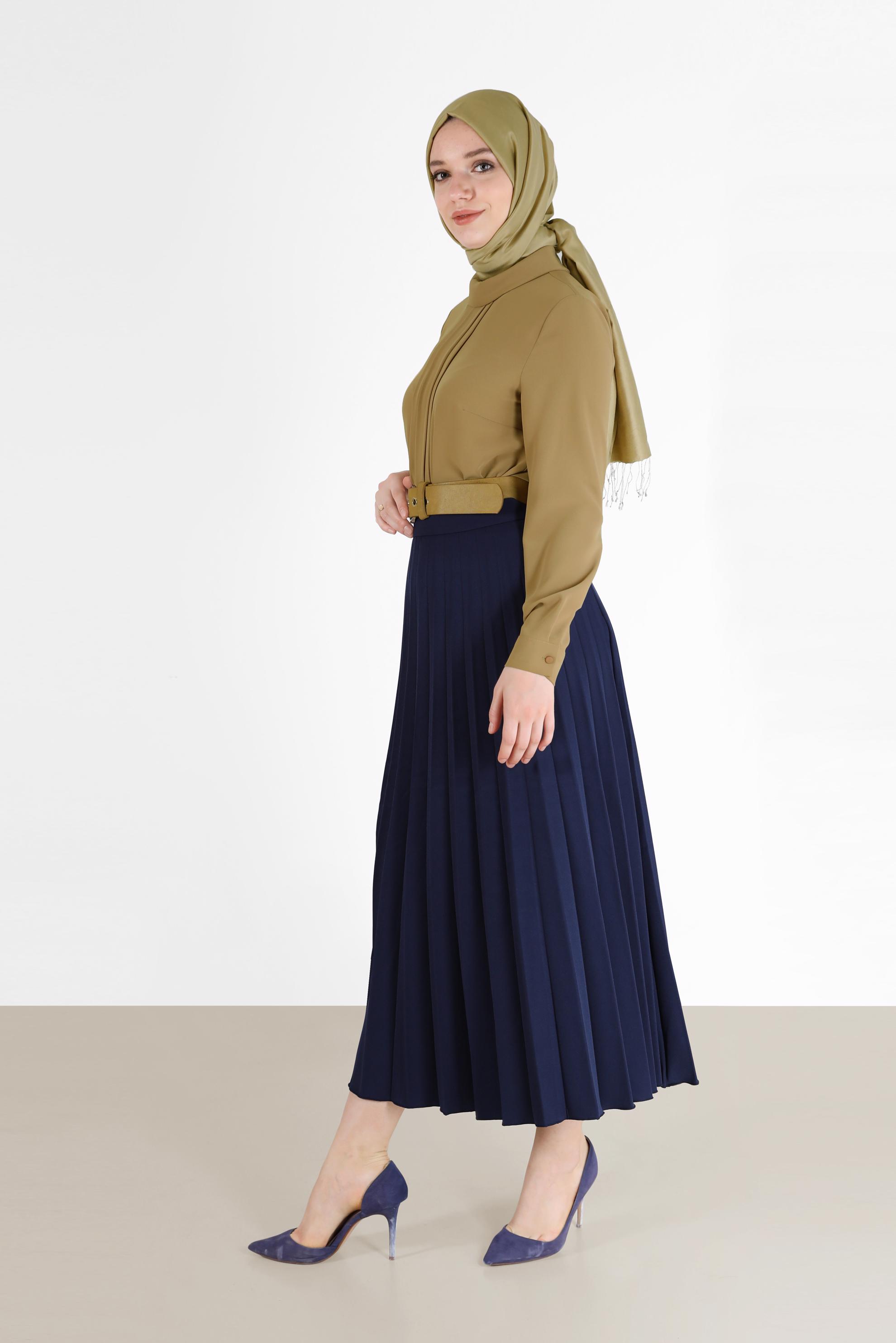 Vêtements hijab JAUNE BLOUSE ZIPPÉE DÉTAIL COUTURES 42284