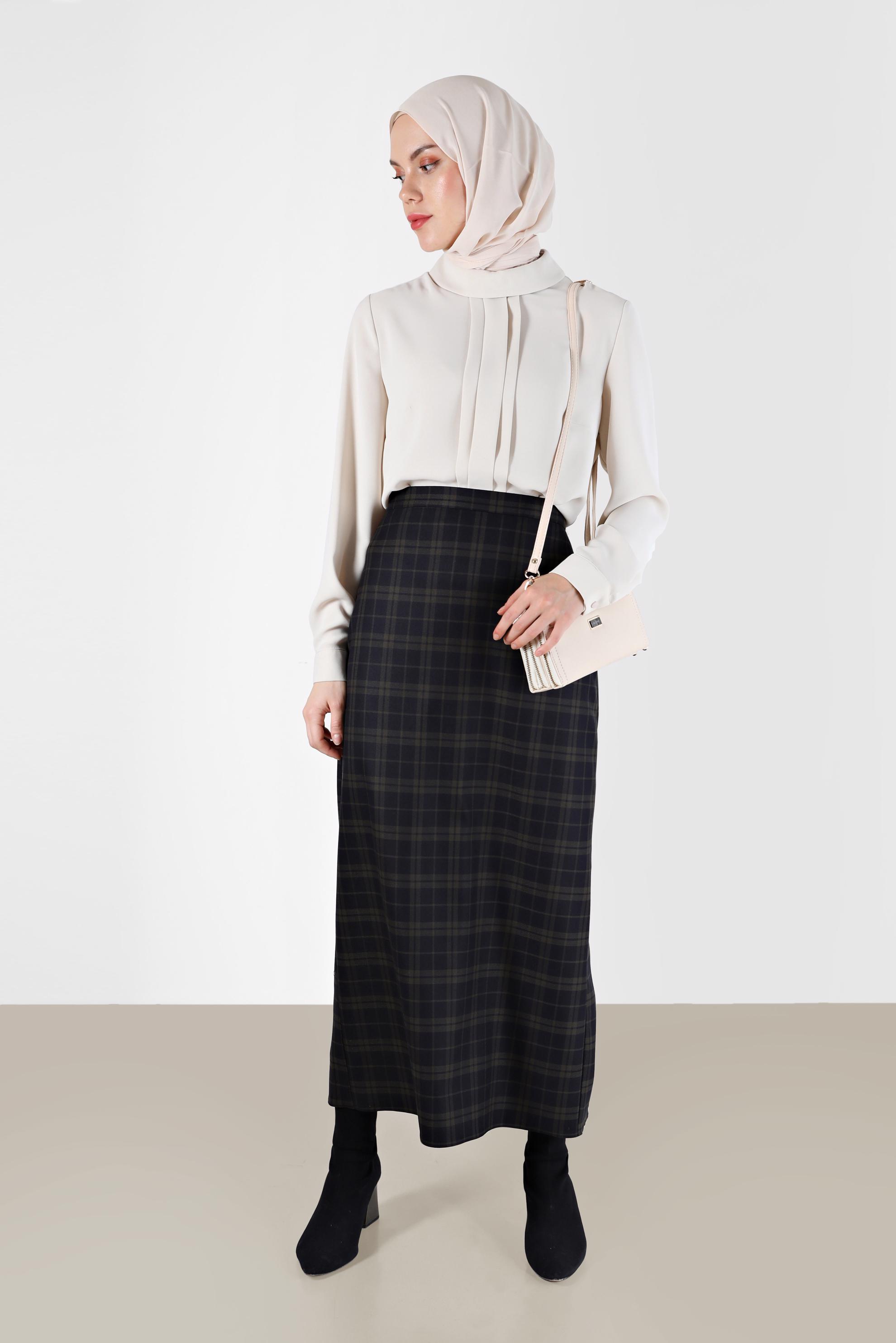 Vêtements hijab BEIGE BLOUSE ZIPPÉE DÉTAIL COUTURES 42284