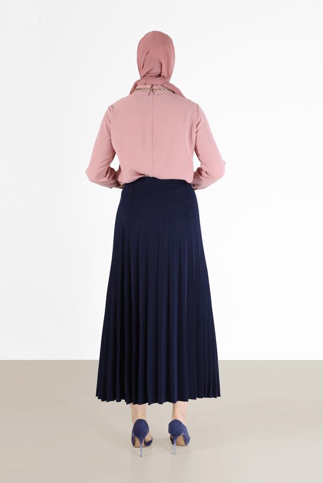 Hijab clothing POWDER SEAM DETAIL ZIPPERED BLOUSE 42284  - ALVİNA