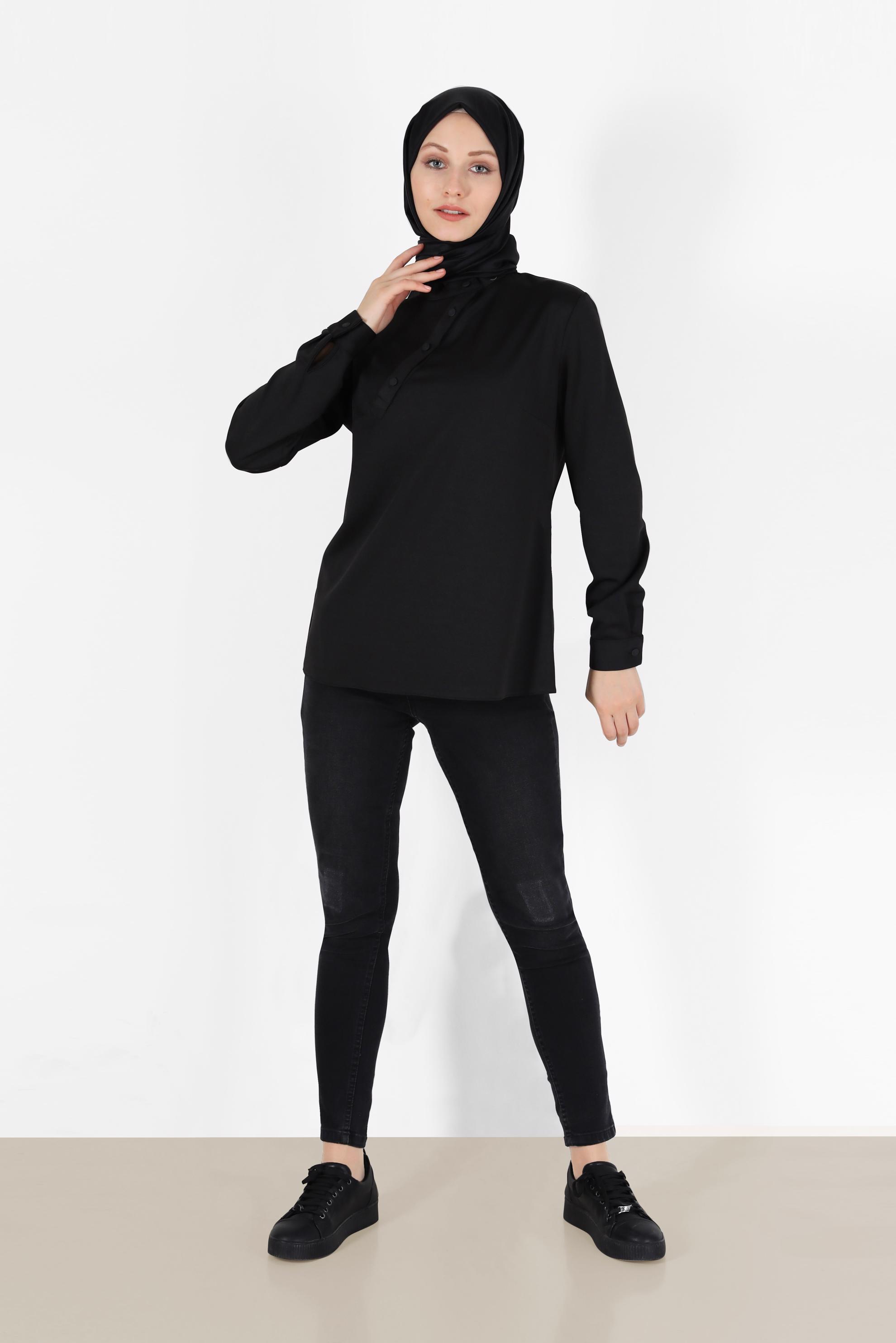 Vêtements hijab NOIR CHEMISIER DÉTAIL BOUTONS 42286