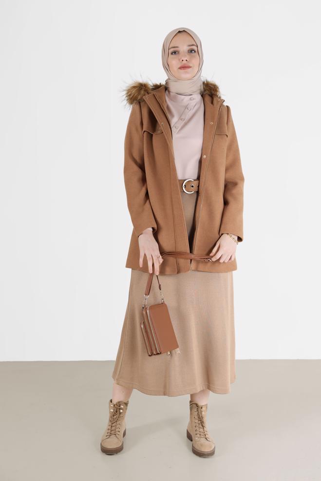 Hijab clothing BEIGE BUTTON DETAIL BLOUSE 42286  - ALVİNA