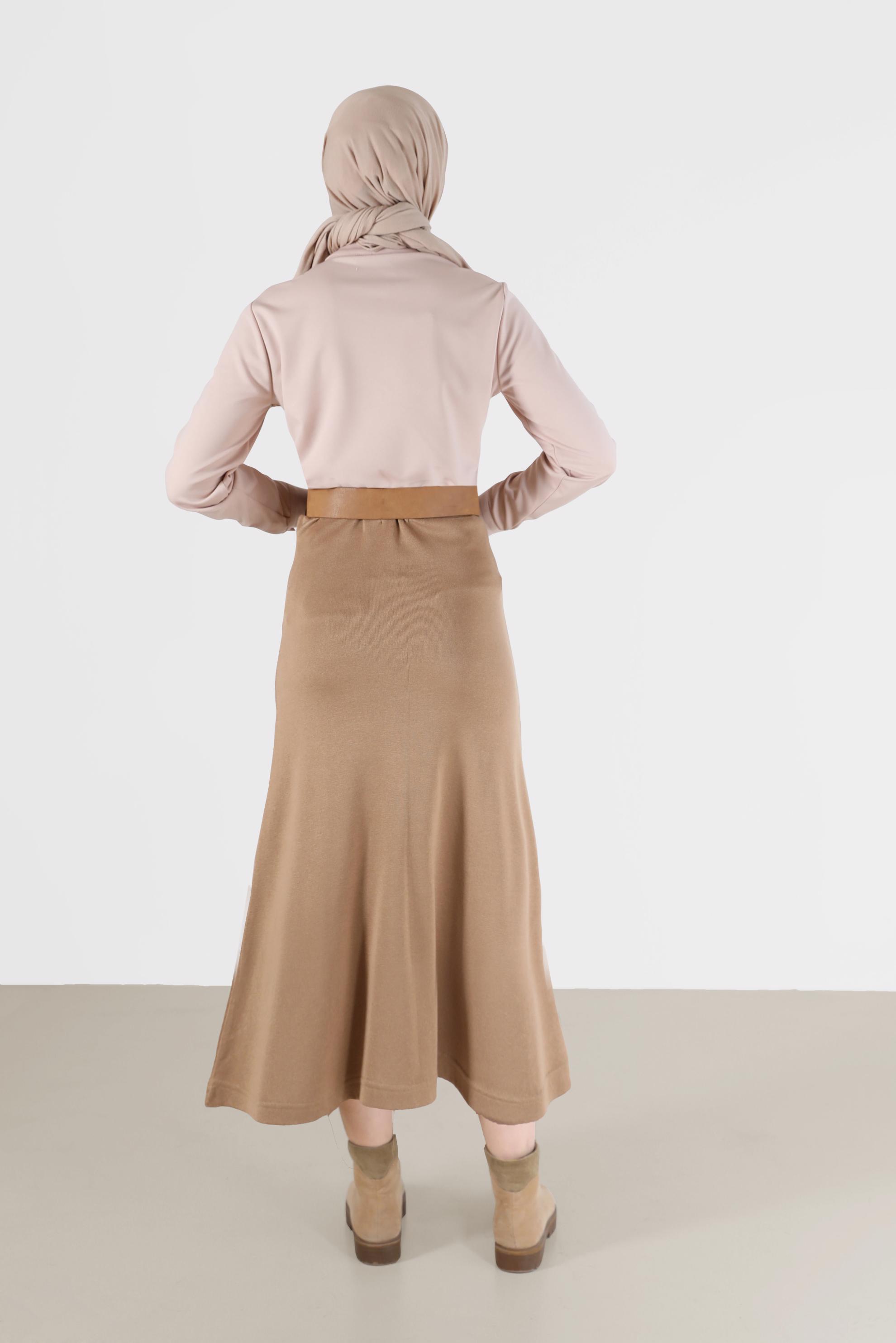 Hijab clothing BEIGE BUTTON DETAIL BLOUSE 42286 