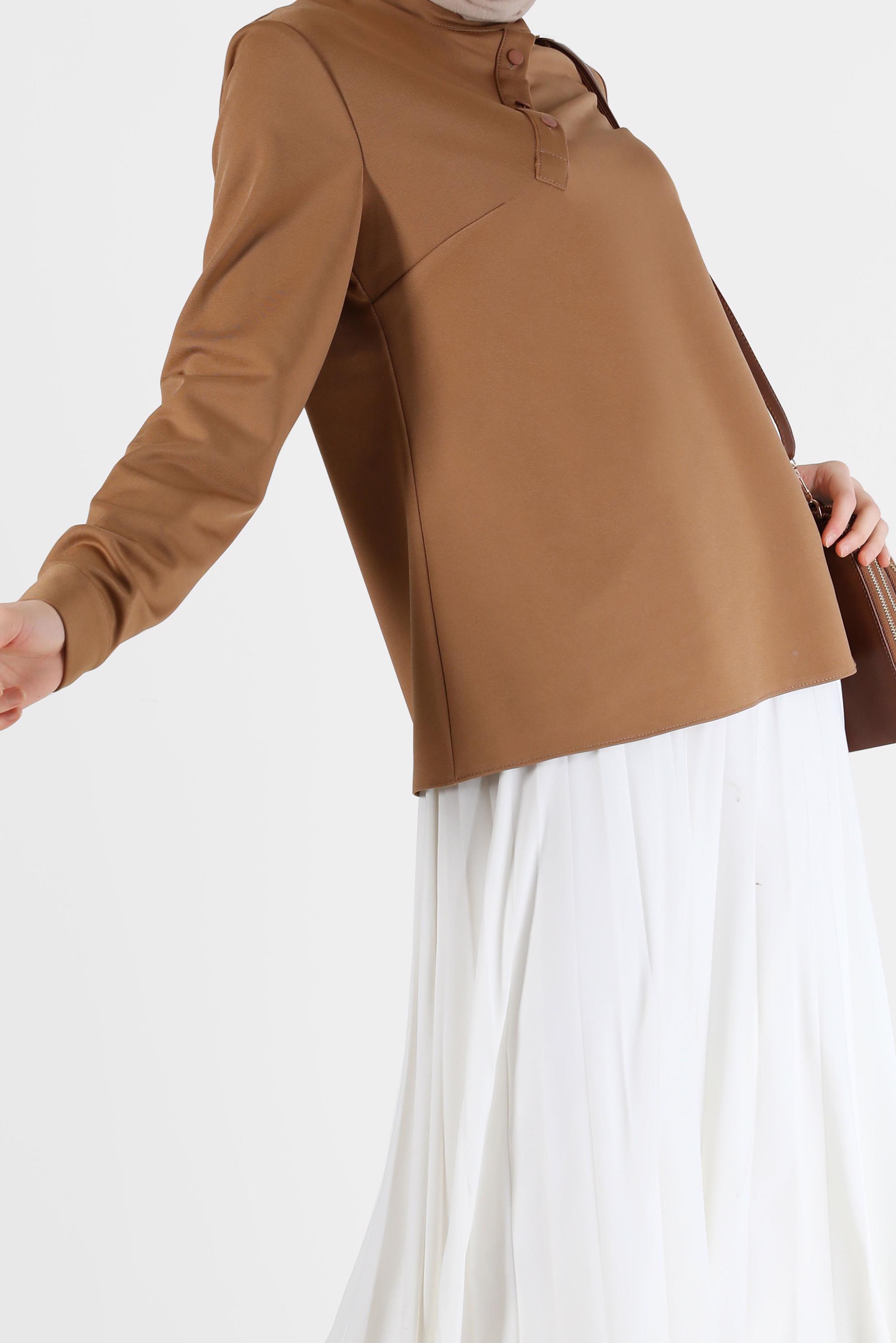 Tesettür giyim TABA DÜĞME DETAYLI BLUZ 42286 