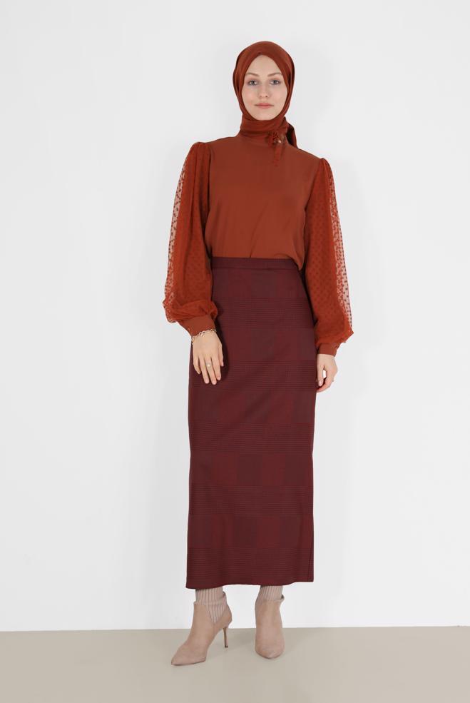 Vêtements hijab  BLOUSE EN CRÊPE À POIS ET TULLE 42300 - ALVİNA