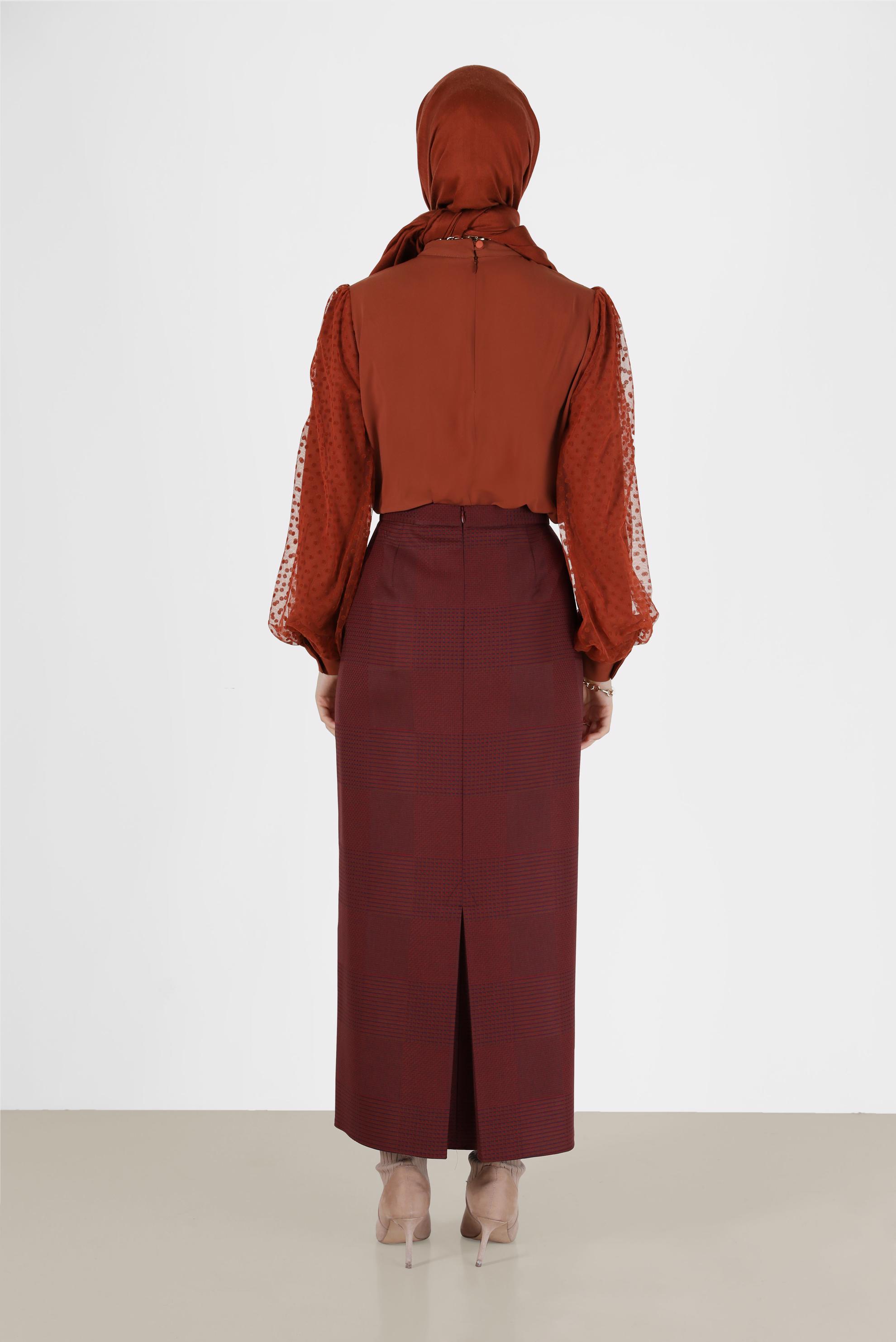 Vêtements hijab ORANGE BLOUSE EN CRÊPE À POIS ET TULLE 42300