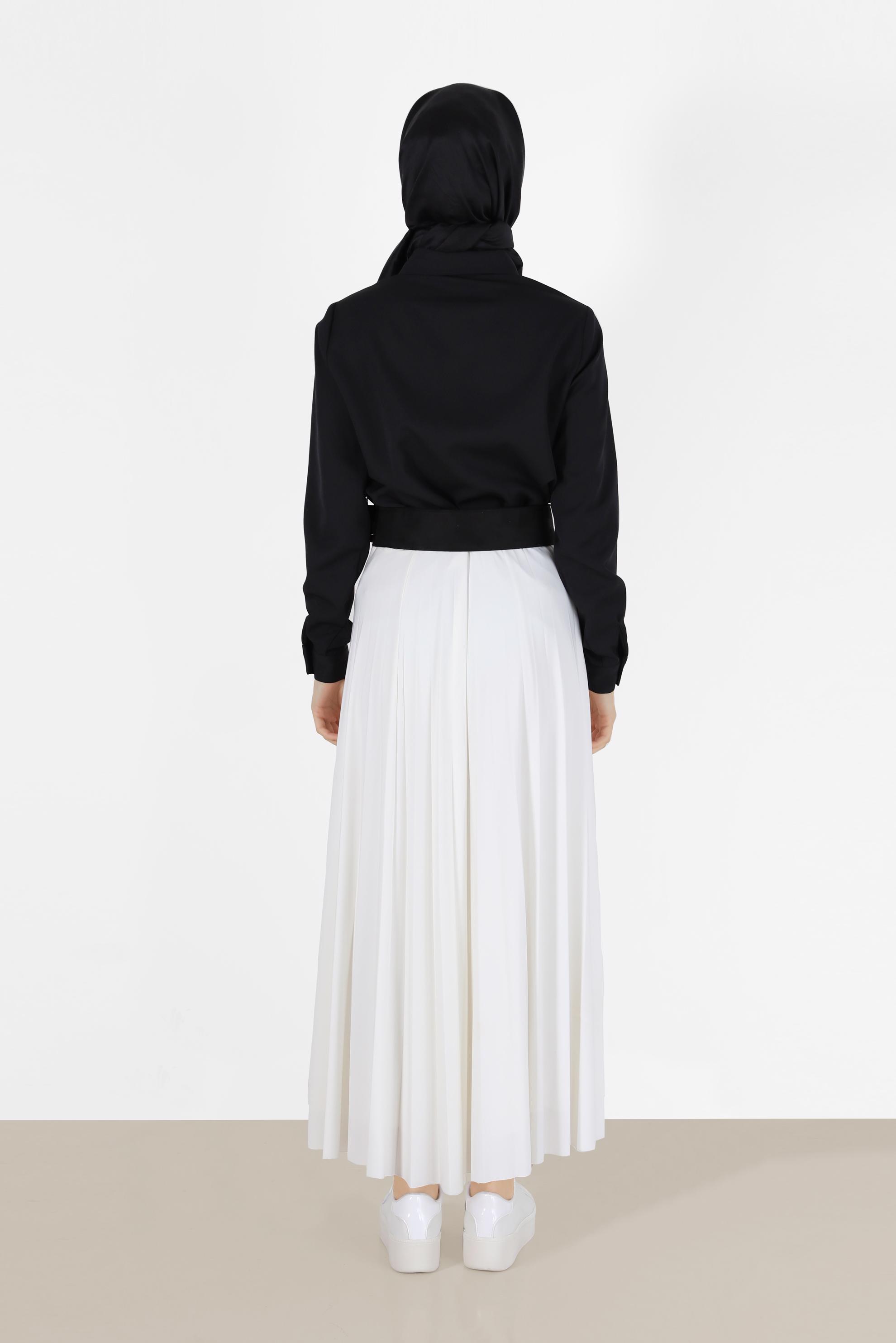 Hijab clothing BLACK BUTTONED POCKET DETAIL BLOUSE 42301 