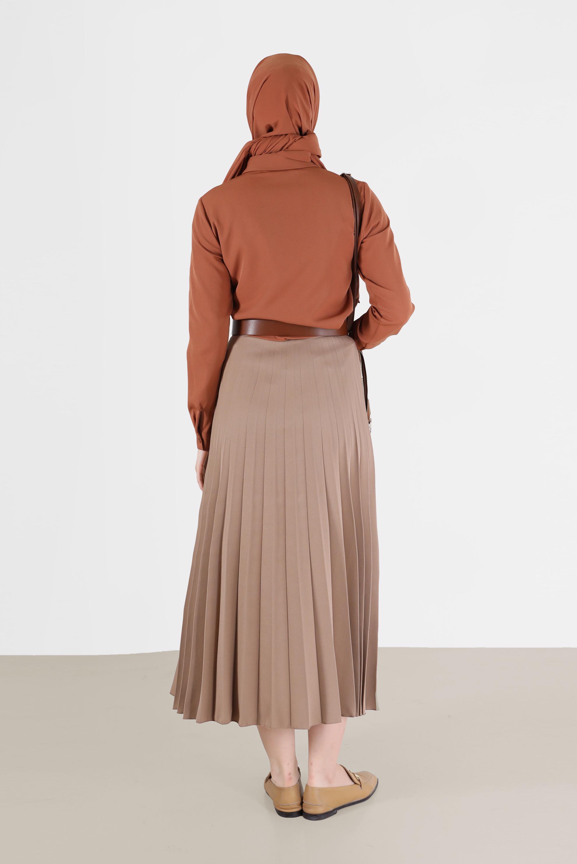 Tesettür giyim TABA DÜĞMELİ CEP DETAYLI BLUZ 42301