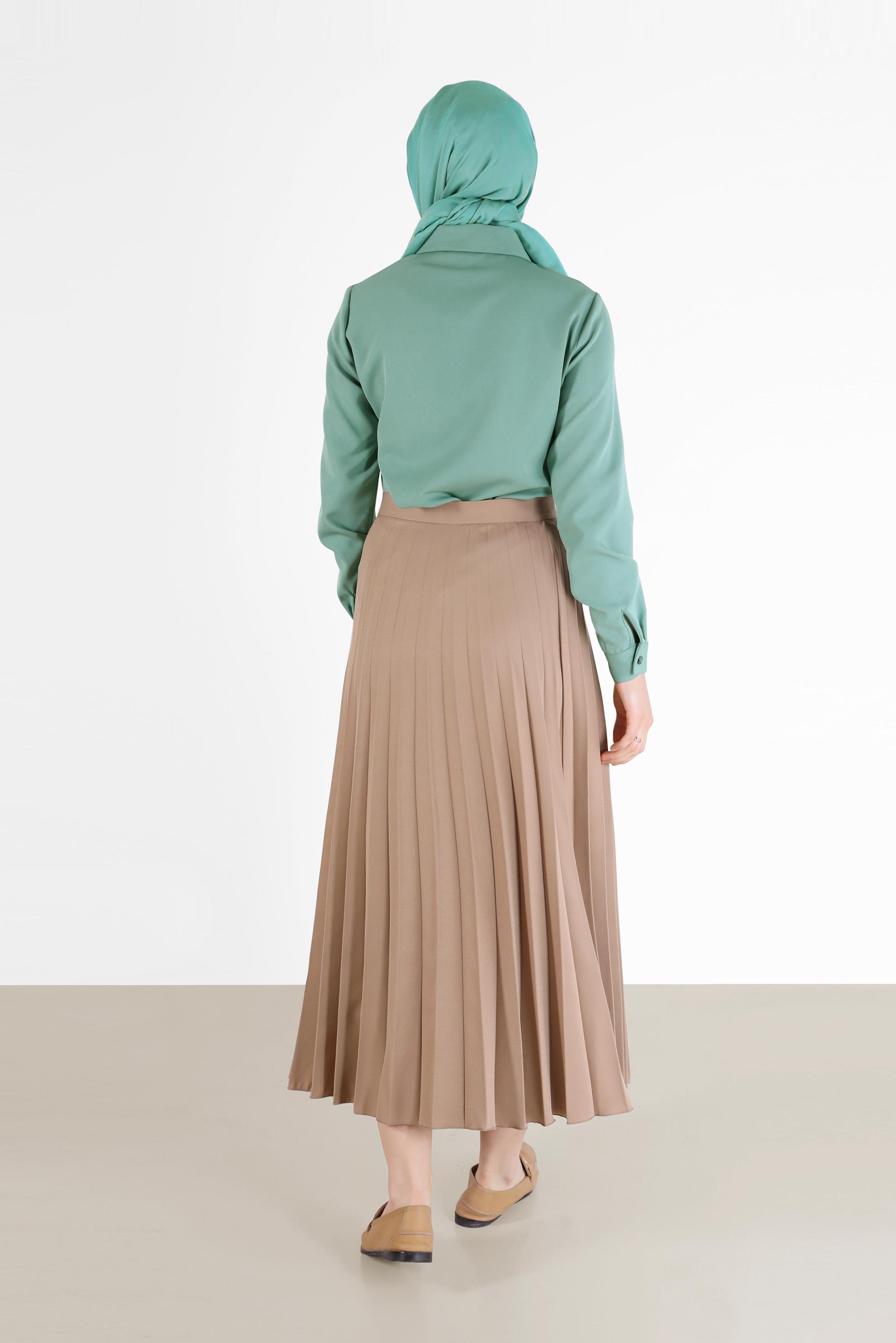 Vêtements hijab VERT BLOUSE À POCHES BOUTONNÉES 42301