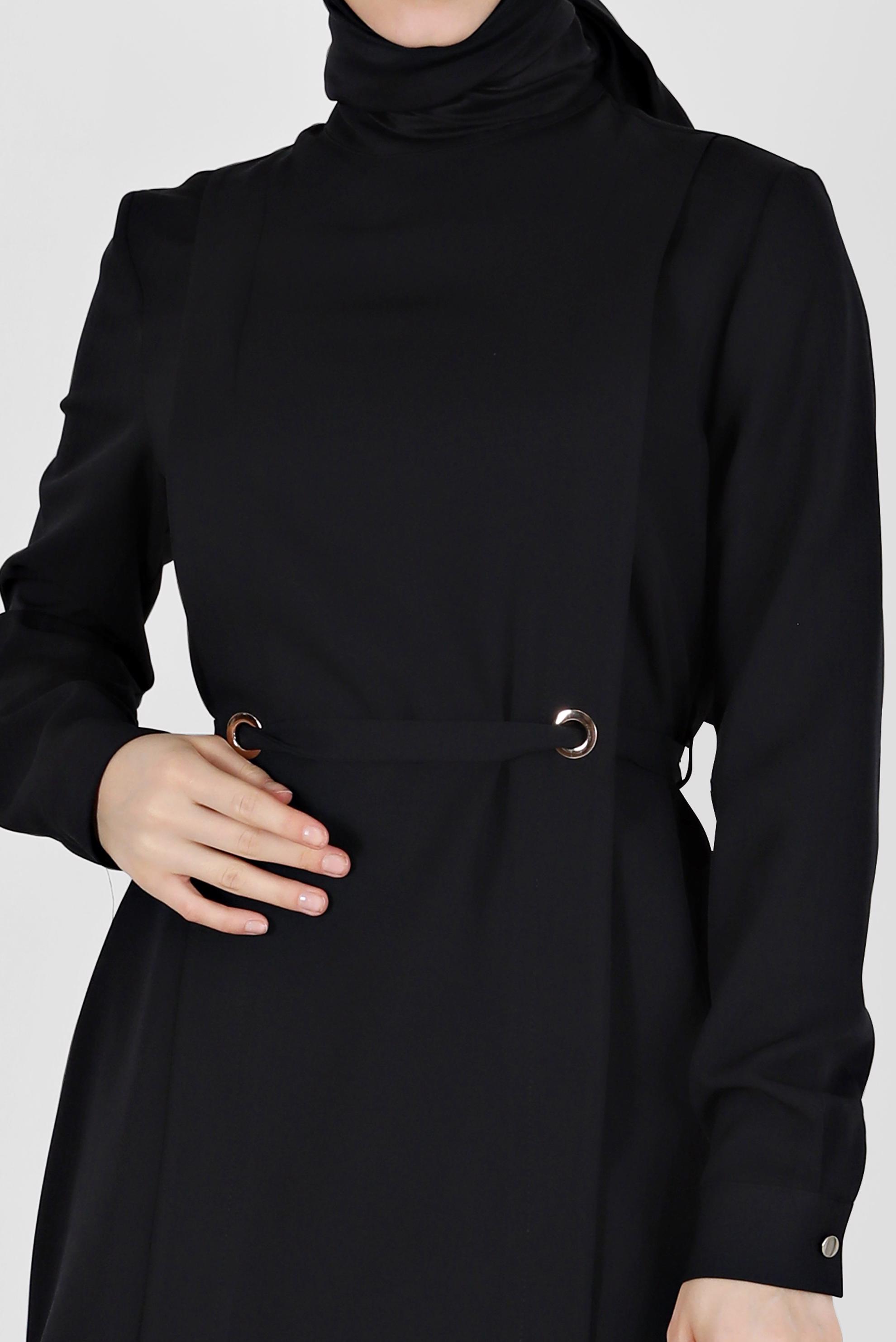 Tesettür giyim SİYAH KUŞGÖZÜ DETAYLI BLUZ 42338 