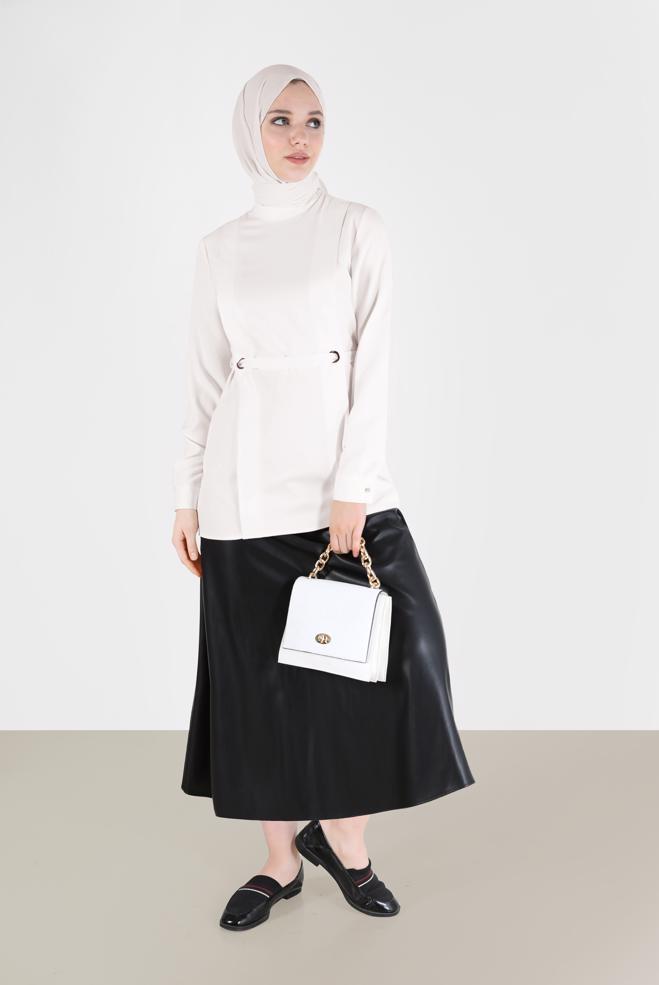Hijab clothing WHITE EYELET DETAIL BLOUSE 42338  - ALVİNA