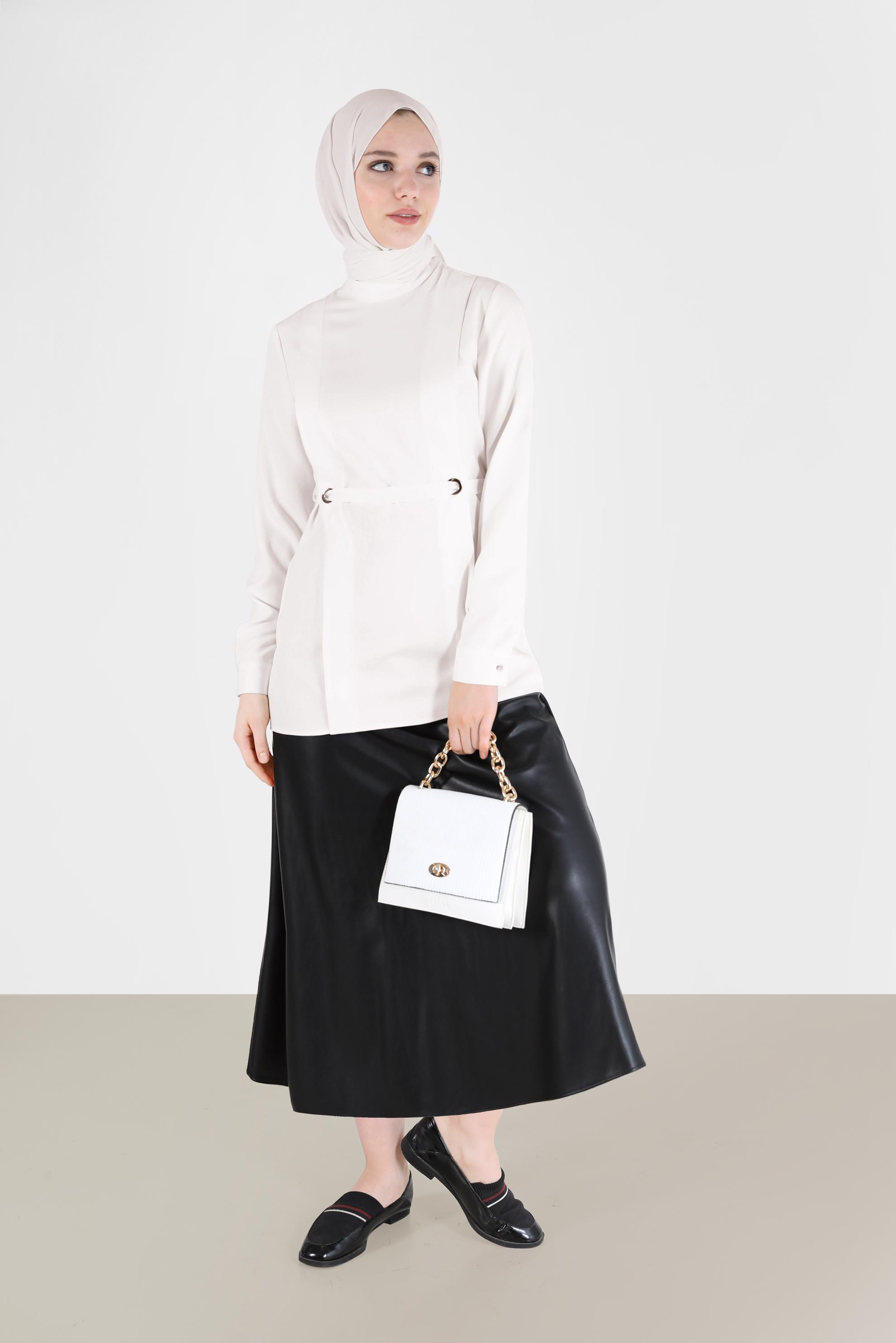 Vêtements hijab BLANC CHEMISIER À OEILLET 42338 