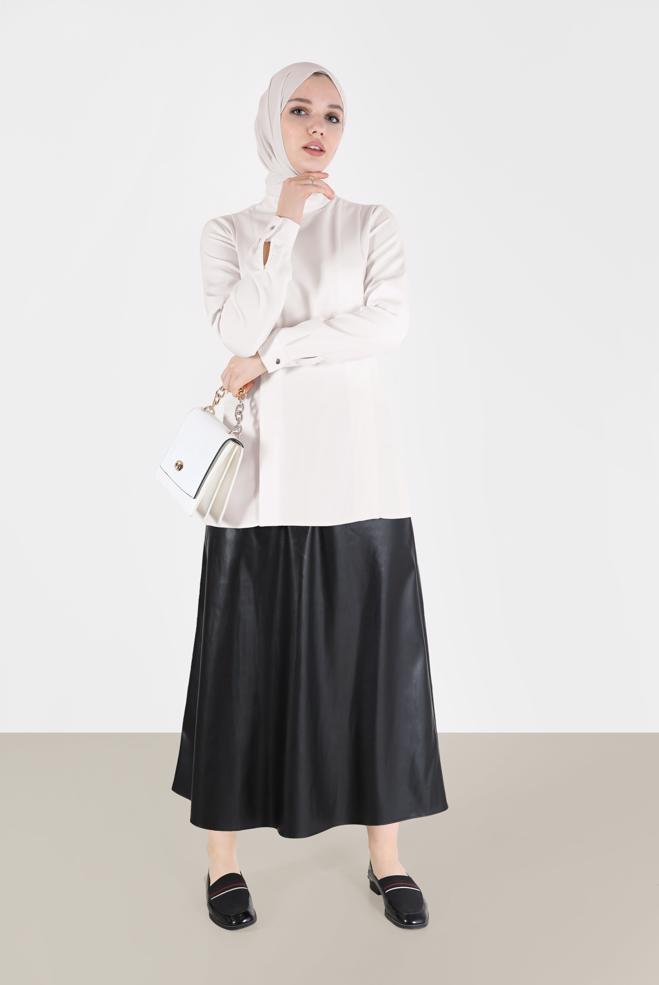 Hijab clothing WHITE EYELET DETAIL BLOUSE 42338  - ALVİNA