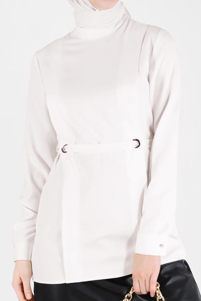 Hijab clothing WHITE EYELET DETAIL BLOUSE 42338  - ALVİNA