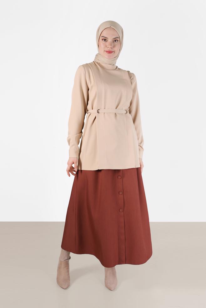 Tesettür giyim  KUŞGÖZÜ DETAYLI BLUZ 42338  - ALVİNA