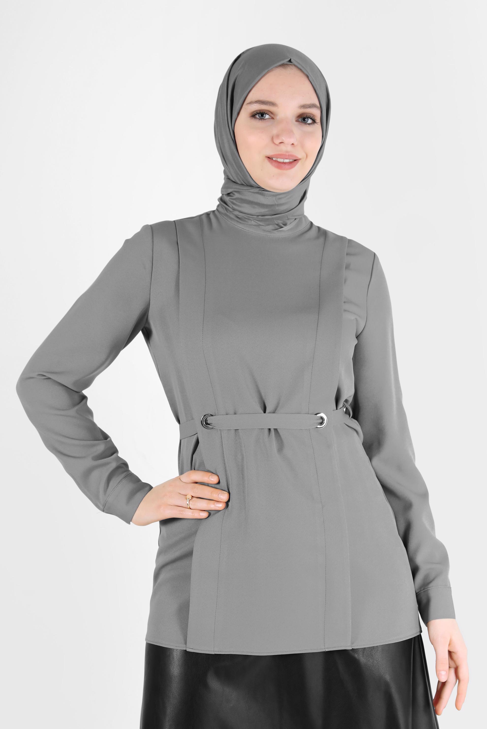 Vêtements hijab GRIS CHEMISIER À OEILLET 42338 