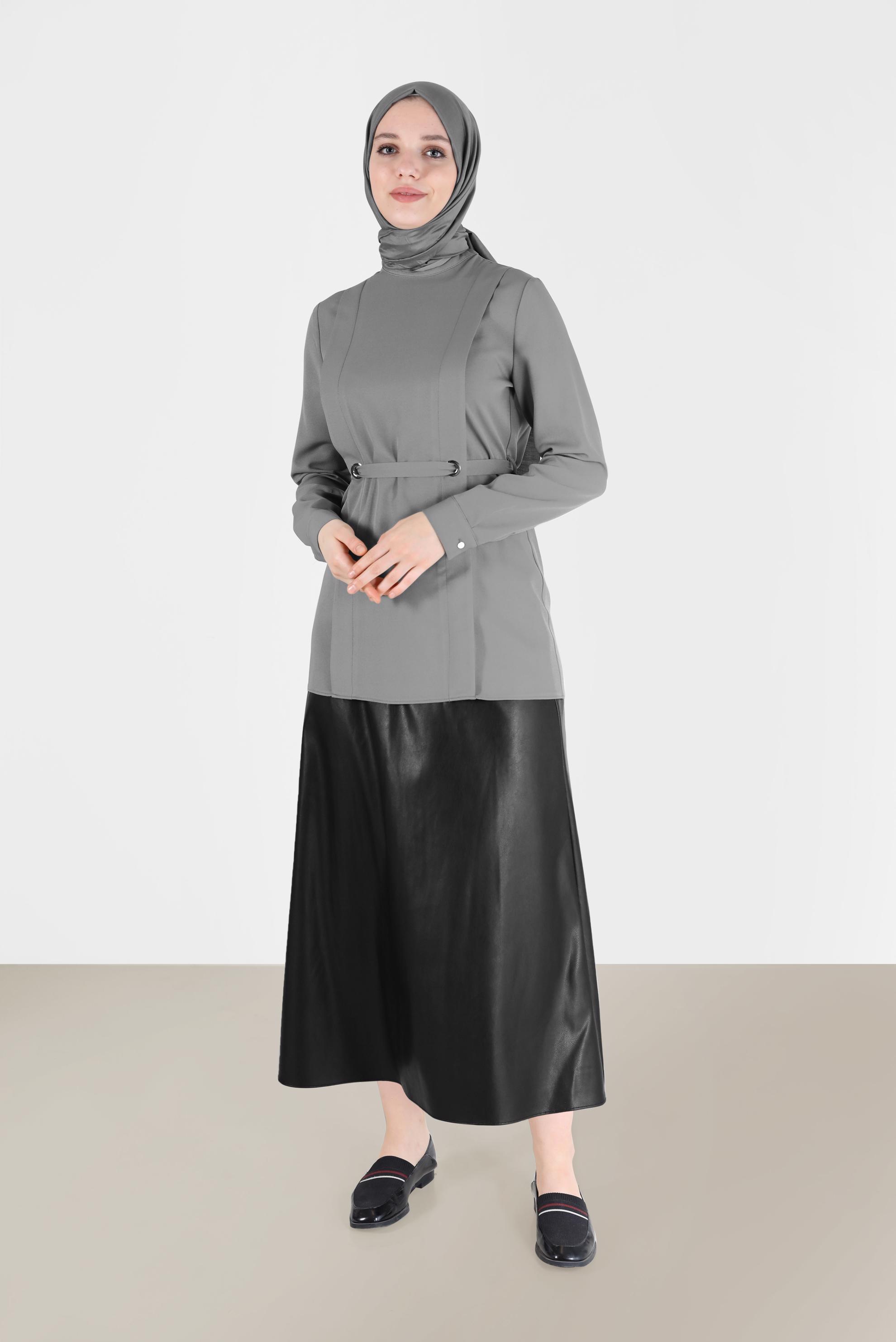 Vêtements hijab GRIS CHEMISIER À OEILLET 42338 