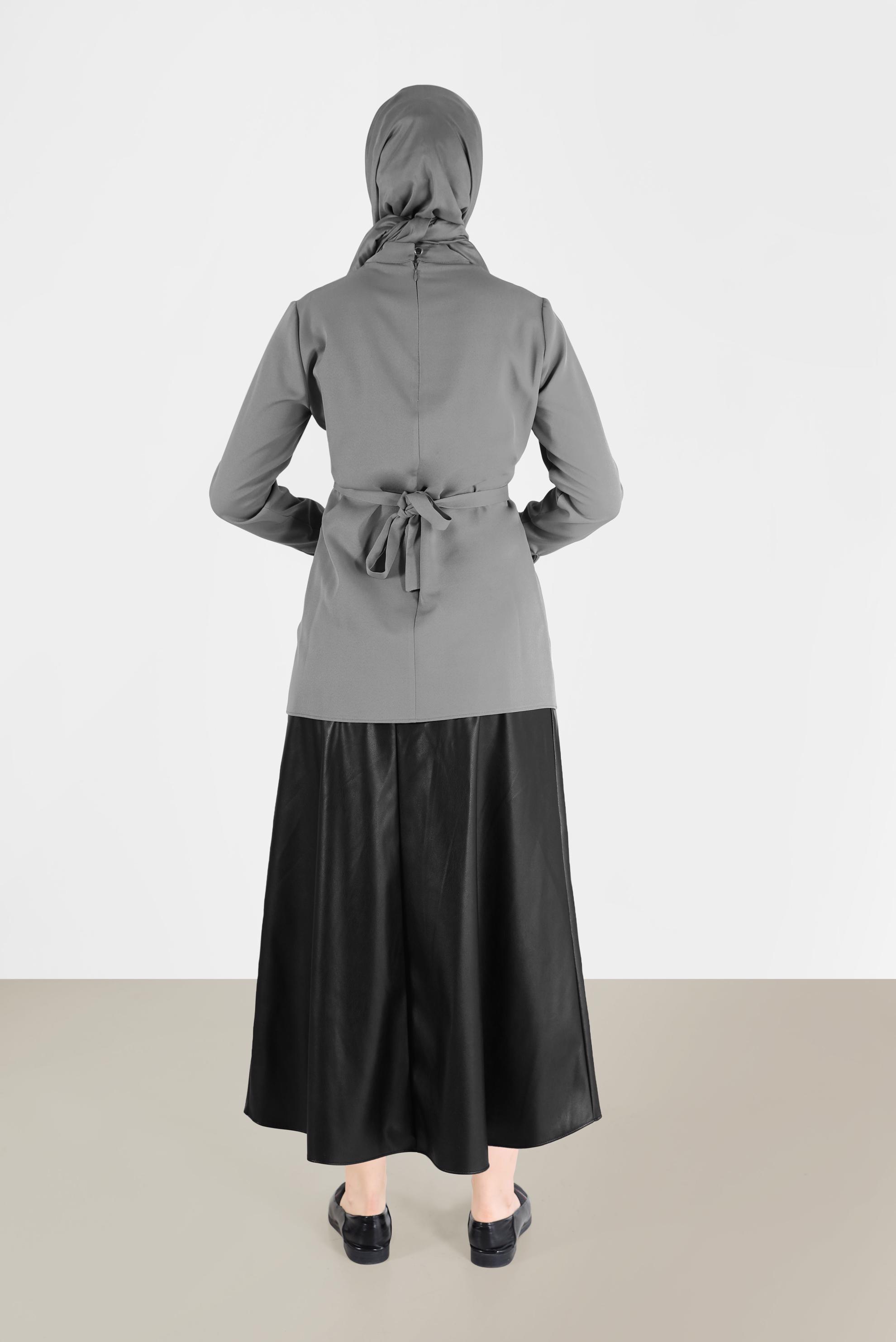 Vêtements hijab GRIS CHEMISIER À OEILLET 42338 